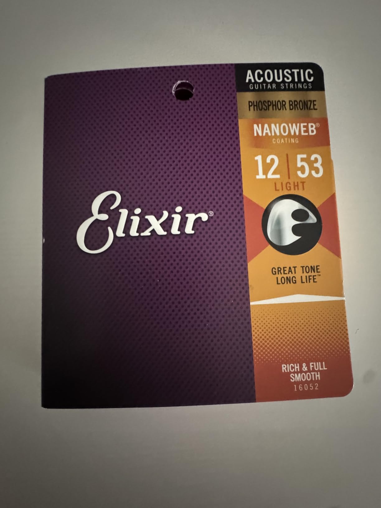 Elixir Strings, Acoustic Guitar Strings, Phosphor Bronze with NANOWEB Coating, Longest-Lasting Rich and Full Tone with Comfortable Feel, 6 String Set, Light 12-53 Customer Review Elixir Strings, Acoustic Guitar Strings, Phosphor Bronze with NANOWEB Coating, Longest-Lasting Rich and Full Tone with Comfortable Feel, 6 String Set, Light 12-53 - Customer Photo 1