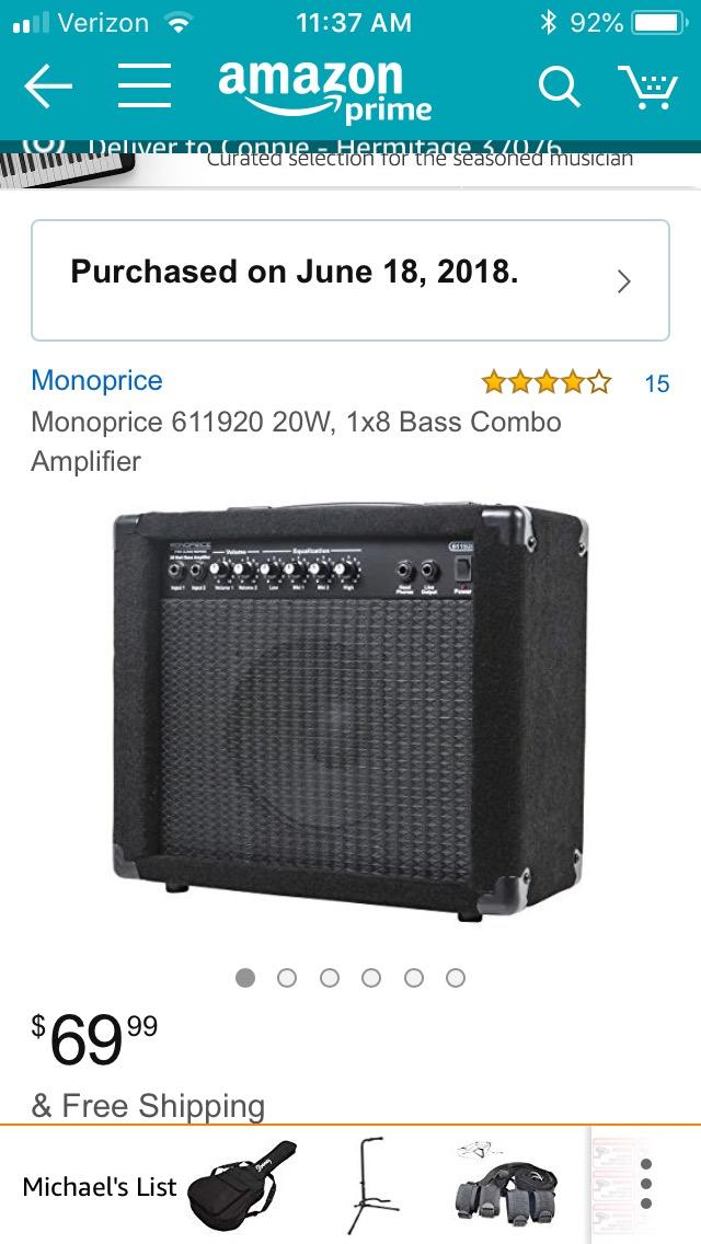 Monoprice 1x8 Bass Combo Amplifier, 20-Watt, 3-Band EQ, Headphone Output Customer Review Monoprice 1x8 Bass Combo Amplifier, 20-Watt, 3-Band EQ, Headphone Output - Customer Photo 2