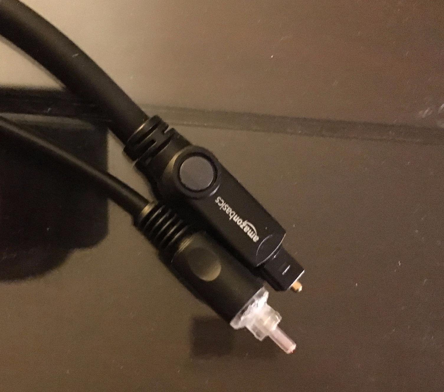 Amazon Basics Toslink Digital Optical Audio Cable, Multi-Channel, for Audio System, Sound Bar, Home Theatre, Gold-Plated Connectors, 6 Foot, Black Customer Review Amazon Basics Toslink Digital Optical Audio Cable, Multi-Channel, for Audio System, Sound Bar, Home Theatre, Gold-Plated Connectors, 6 Foot, Black - Customer Photo 1