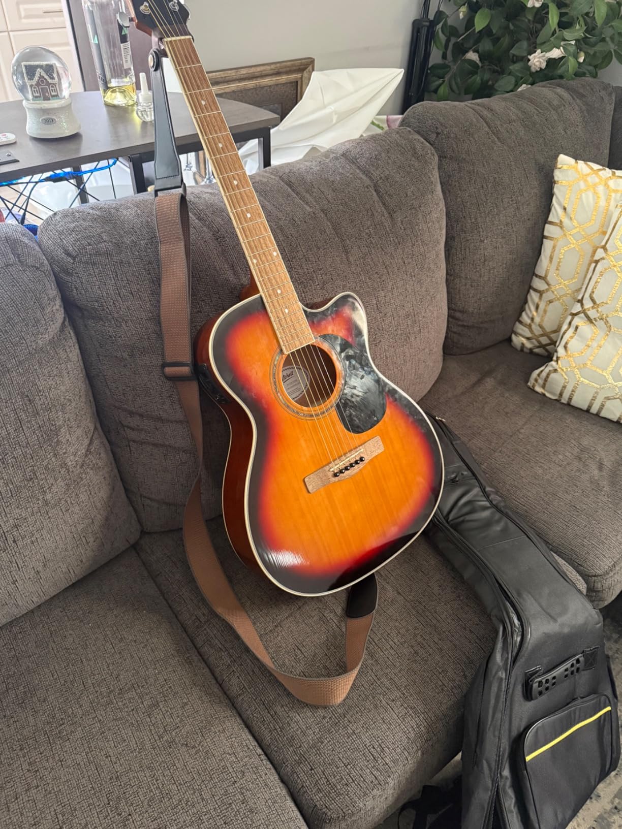 BestSounds Acoustic Guitar Strap, Soft Cotton & Leather Ends Strap for Electric & Bass Guitars come with 1 Button & 2 Locks - Customer Photo 1