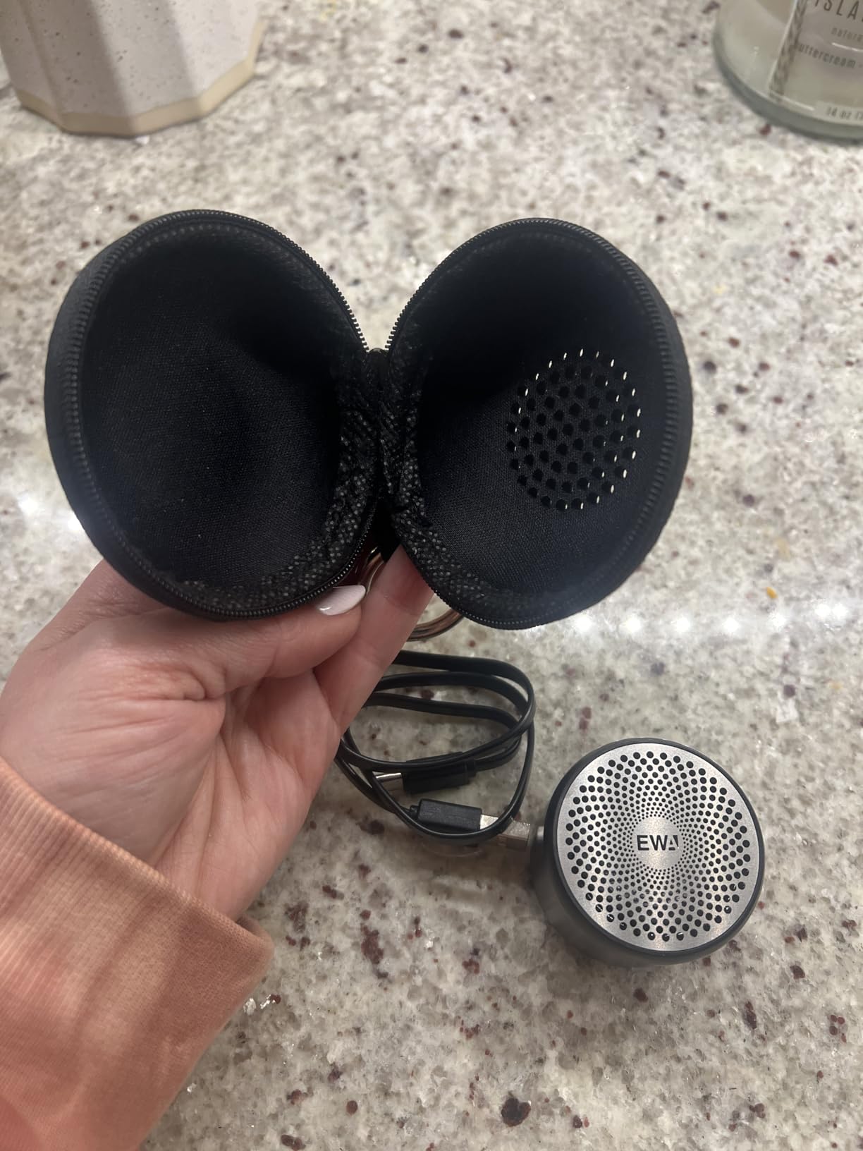 EWA Travel Case Packed, A106 Pro Portable Bluetooth Speaker with Custom Bass Radiator, Brief Design, IP67 Waterproof, Perfect Mini Speaker for Shower, Room, Bike, Car (Black) - Customer Photo 2