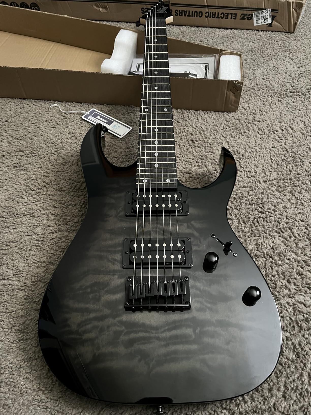 Ibanez Gio GRG7221QA 7-String - Transparent Black Sunburst - Customer Photo 3