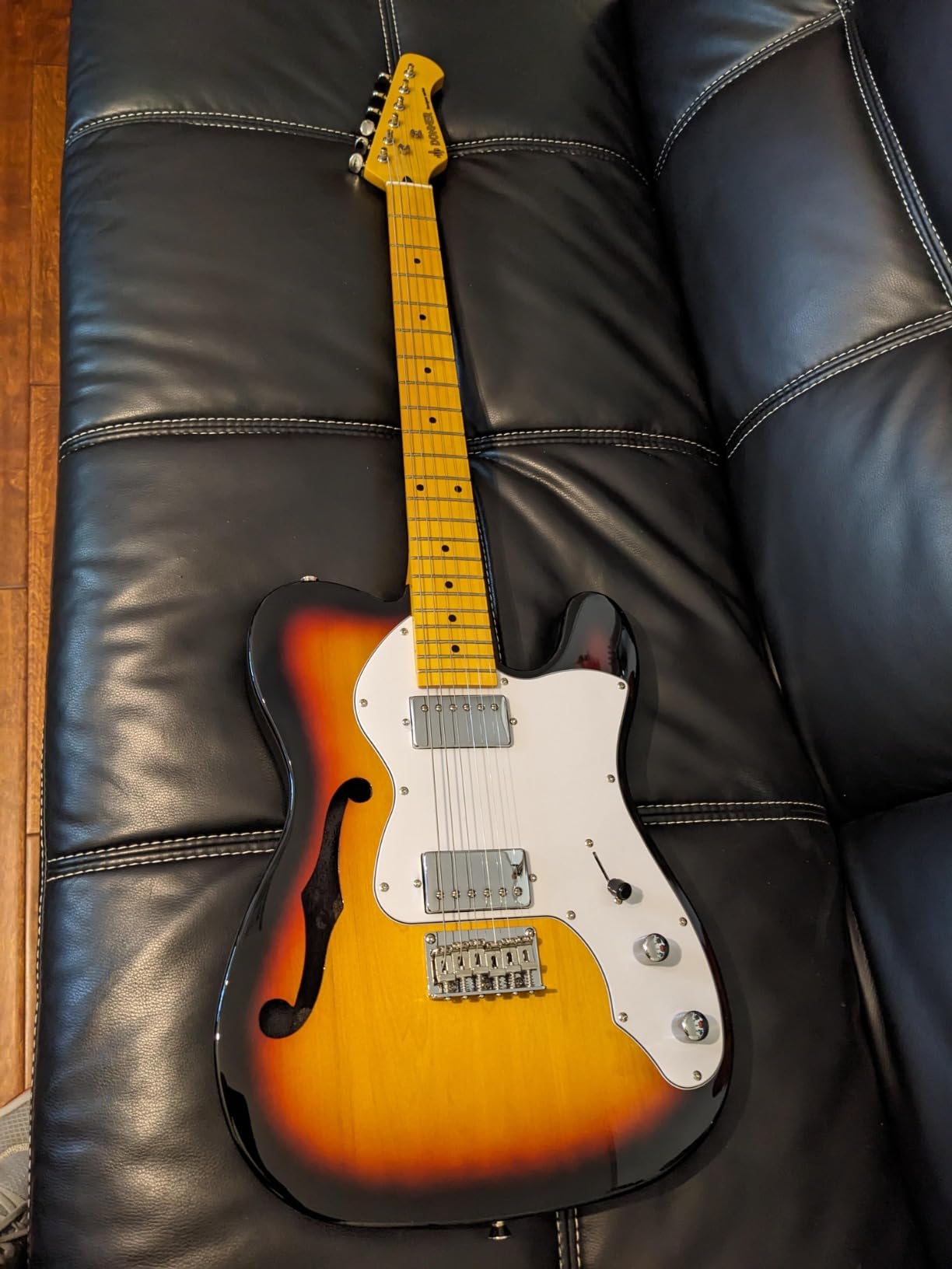 Donner 39 Inch Jazz Electric Guitar TL Thinline F Hole Beginner Full Size Hollow Guitar with H-H Pickups,Bag, Strap, Cable,Sunburst(DJC-1000S) - Customer Photo 2