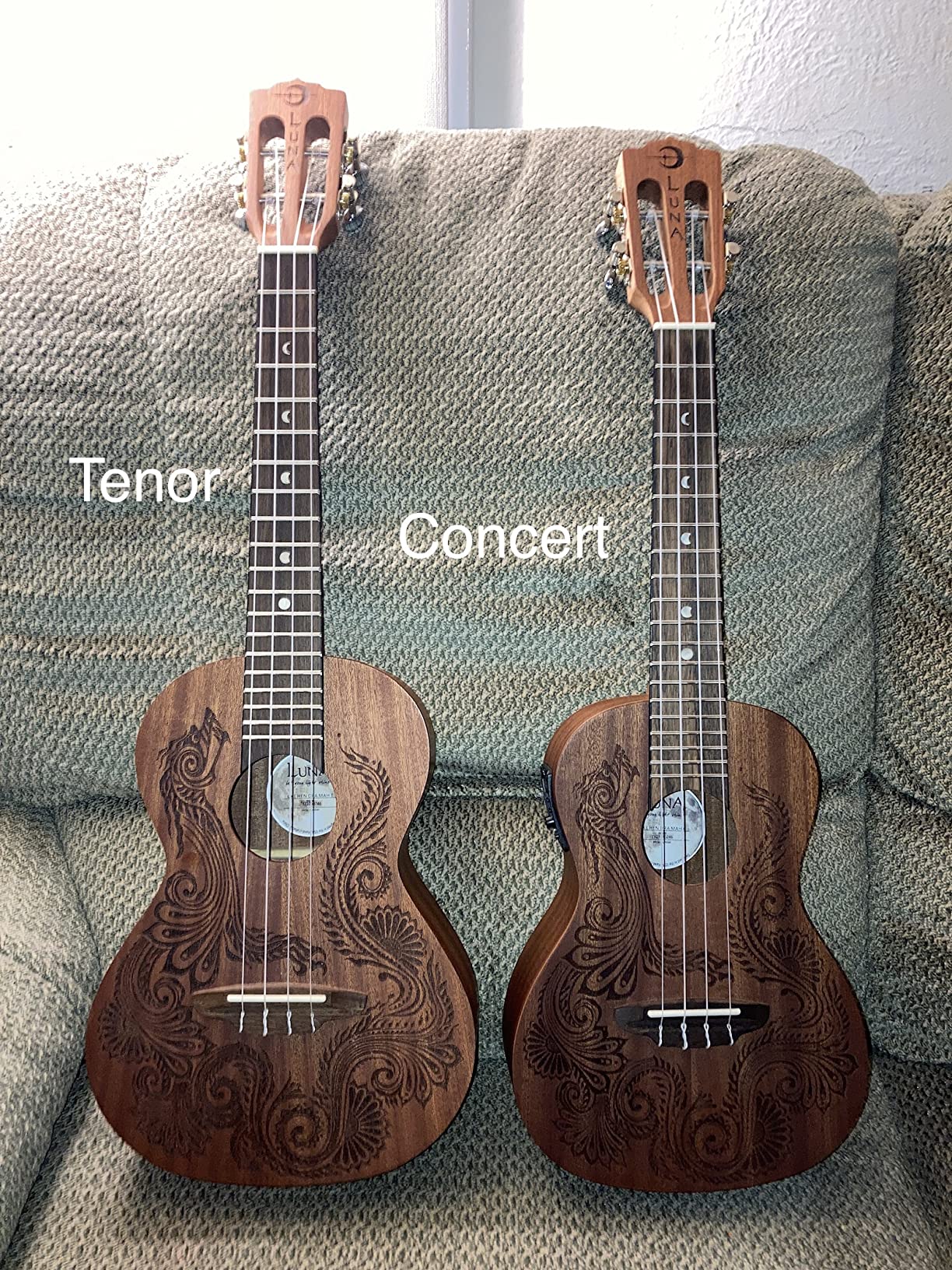 Luna Guitars Luna, 4-String Henna Dragon Mahogany Concert Ukulele with Preamp and Gigbag, (UKE Hen DRA MAH C) - Customer Photo 1