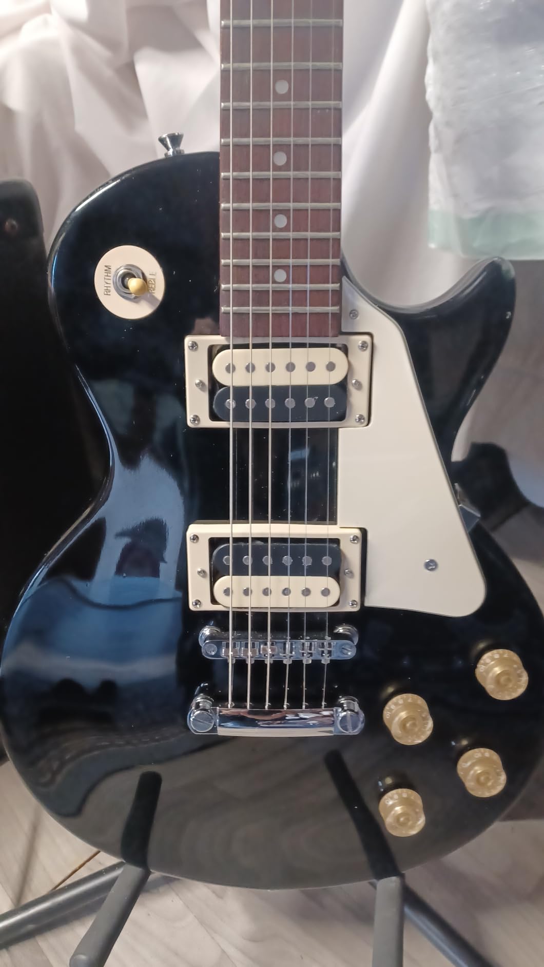 2Pcs Yootones Electric Guitar Pickups Double Coil Compatible with Squier Les Paul Electric Guitar Humbucker Set Parts(Black/Yellow) - Customer Photo 1