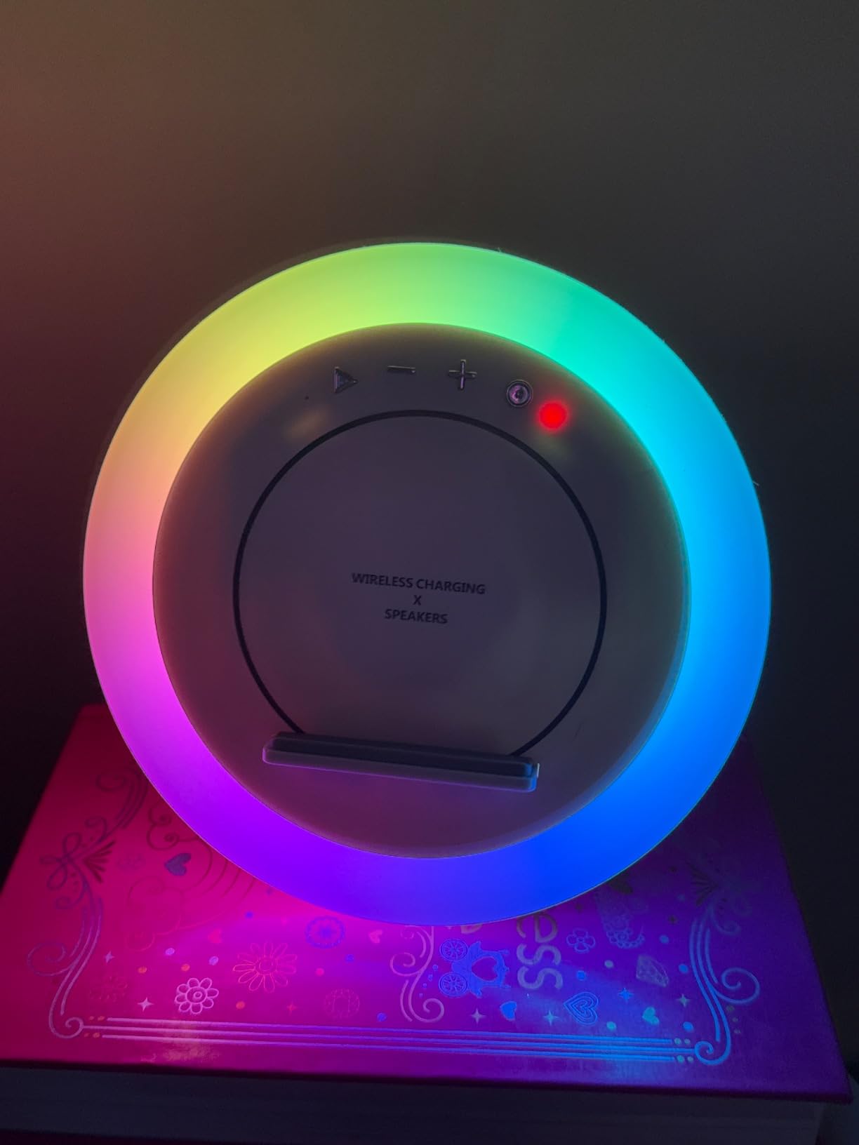Bluetooth Speaker with Lights, Wireless Charging Speaker, Best Birthday Gift Ideas Teenage,Applicable for Bedroom/Teen Girl Gifts/Please use The Original Adapter(5W Wireless Charging) - Customer Photo 1