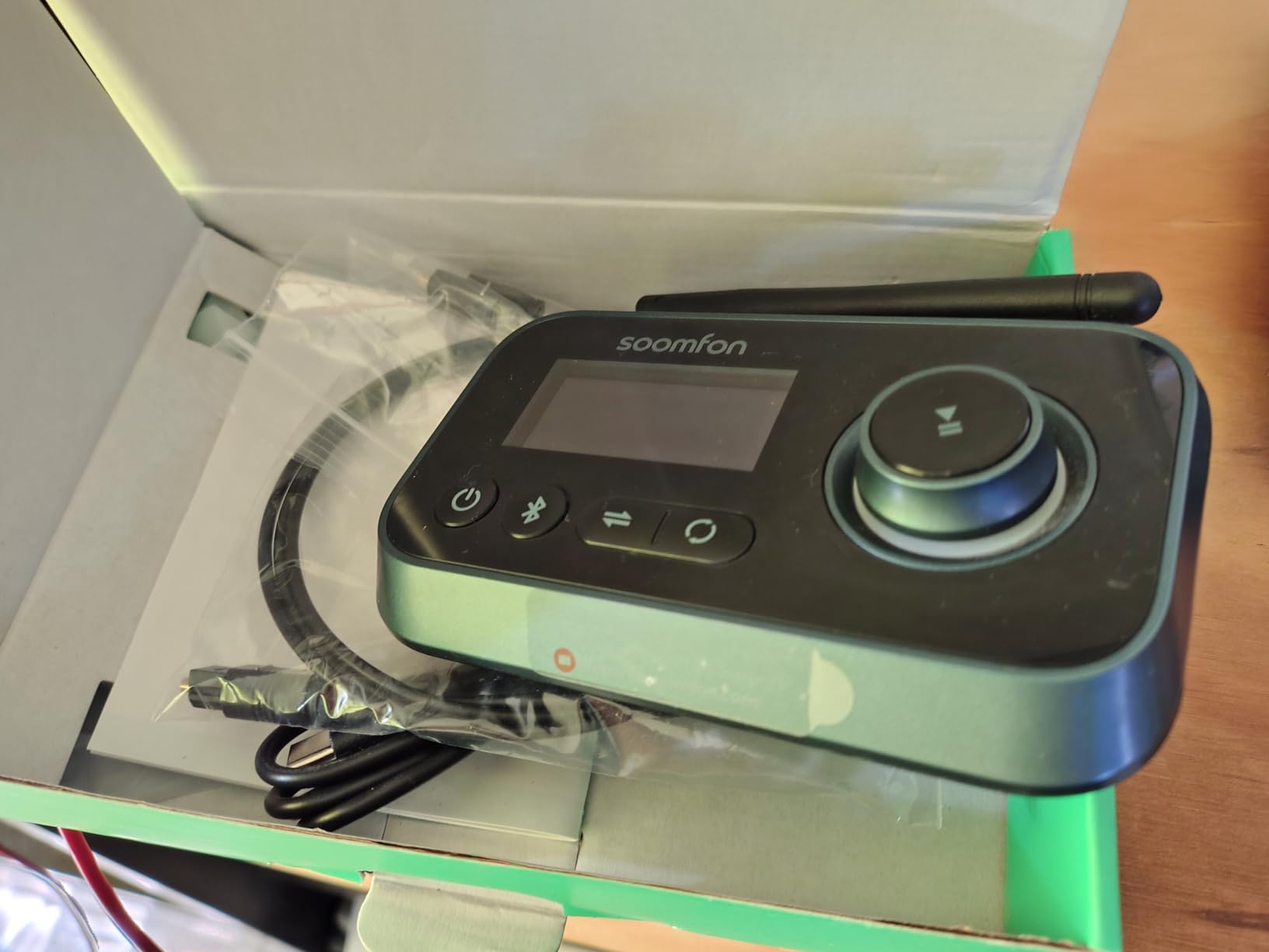 SOOMFON Bluetooth Transmitter for TV 3-in-1 Bluetooth 5.0 Transmitter Receiver for TV to 2 Headphones with LCD Display Adjustable Volume, Optical AUX RCA Bypass for Home Stereo Speaker Customer Review SOOMFON Bluetooth Transmitter for TV 3-in-1 Bluetooth 5.0 Transmitter Receiver for TV to 2 Headphones with LCD Display Adjustable Volume, Optical AUX RCA Bypass for Home Stereo Speaker - Customer Photo 2