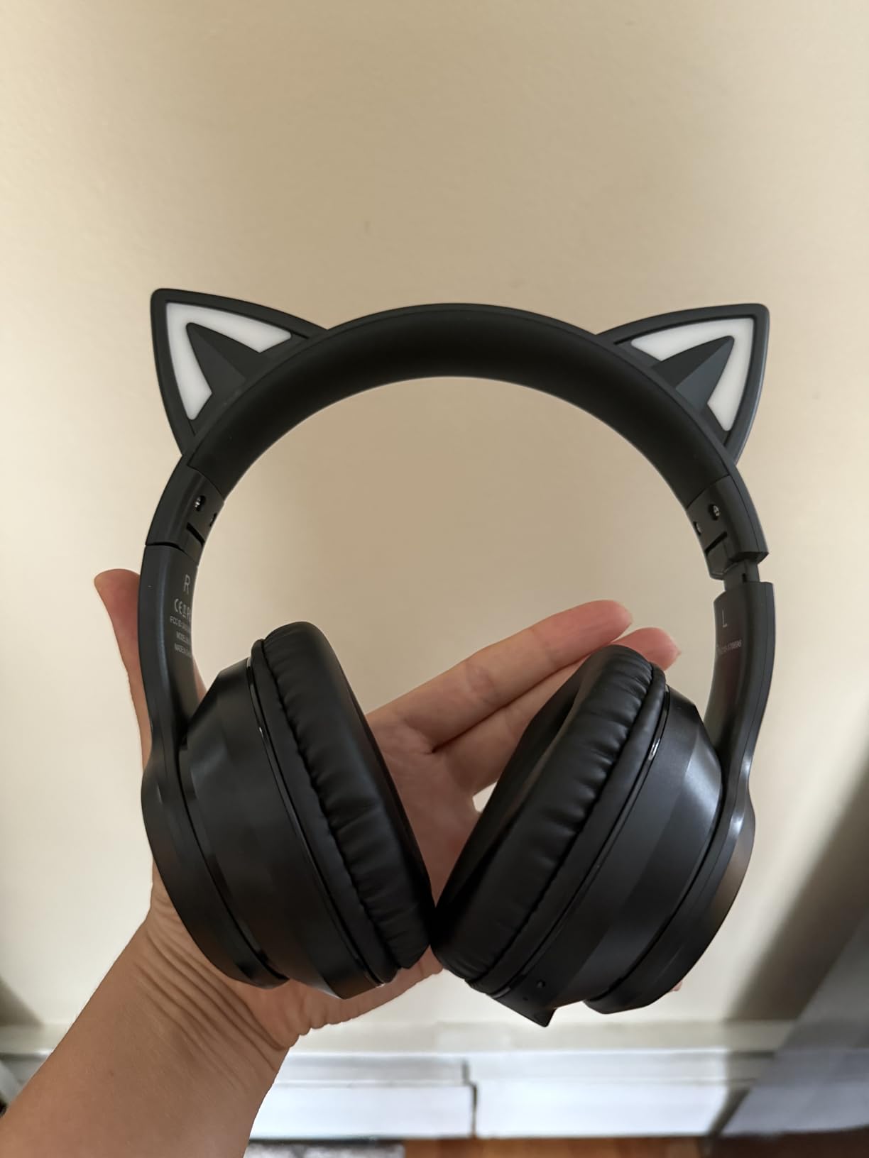 Cat Ear Bluetooth Headphones for Kids & Adults, 55H Play Time, Wireless Foldable & Wired Multi-Function LED Light Up Over Ear Headphones with Mic and Volume Control for iPhone/iPad/Laptop/PC - Customer Photo 1