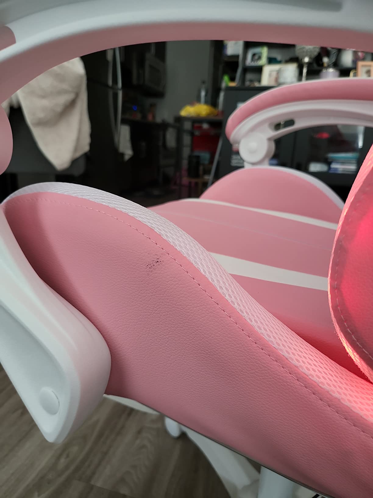 RGB Gaming Chair with Bluetooth Speakers and LED Lights Ergonomic Massage Computer Game Chair with Footrest High Back Music Video Game Chair with Lumbar Support Red and Black - Customer Photo 2