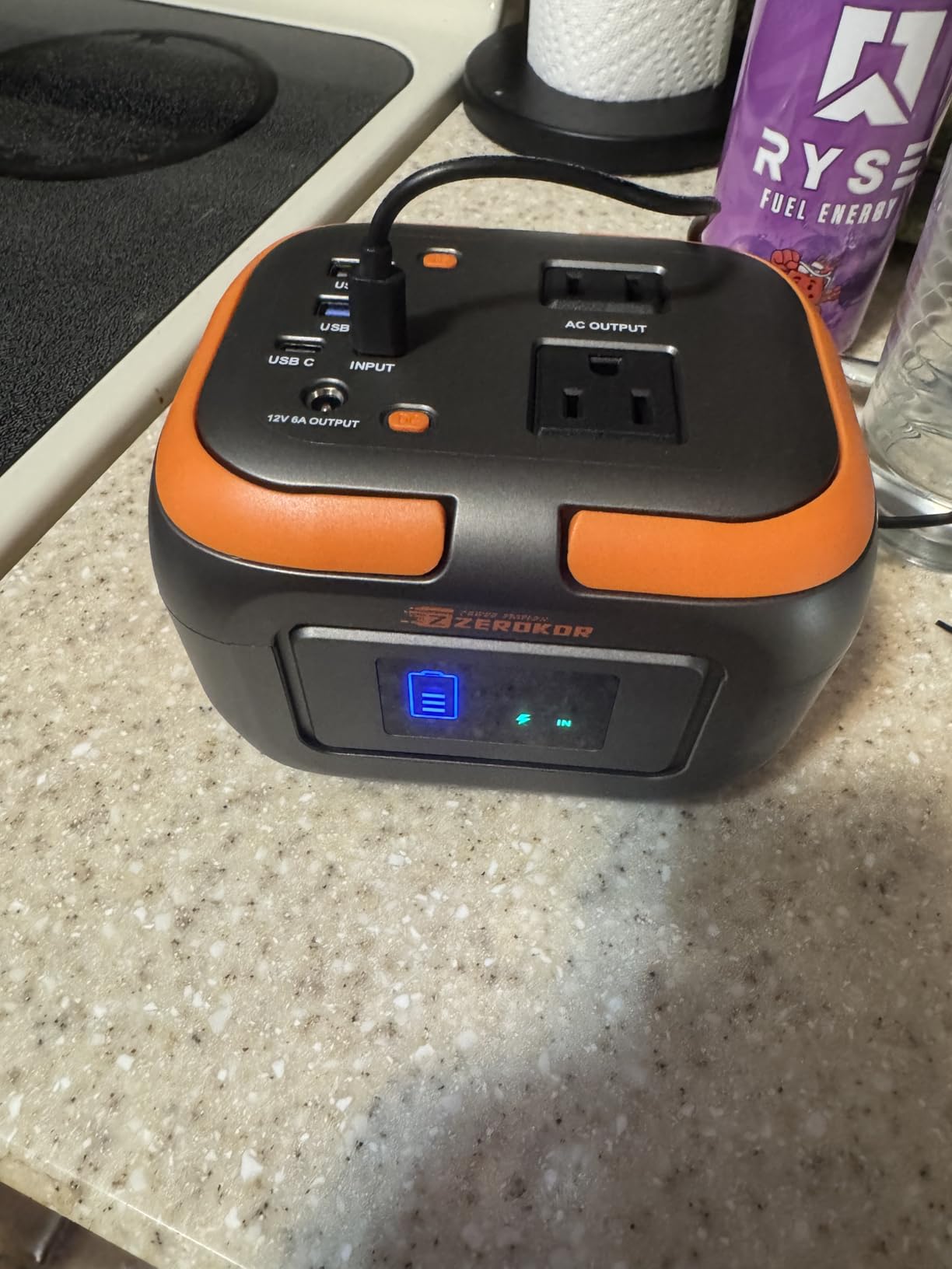 Portable Power Bank with AC Outlet, 65W 110V Portable Laptop Charger Battery Bank 24000mAh External Battery Pack Backup Power Source for Outdoor Tent Camping RV Home Office Smart Devices-Orange - Customer Photo 3