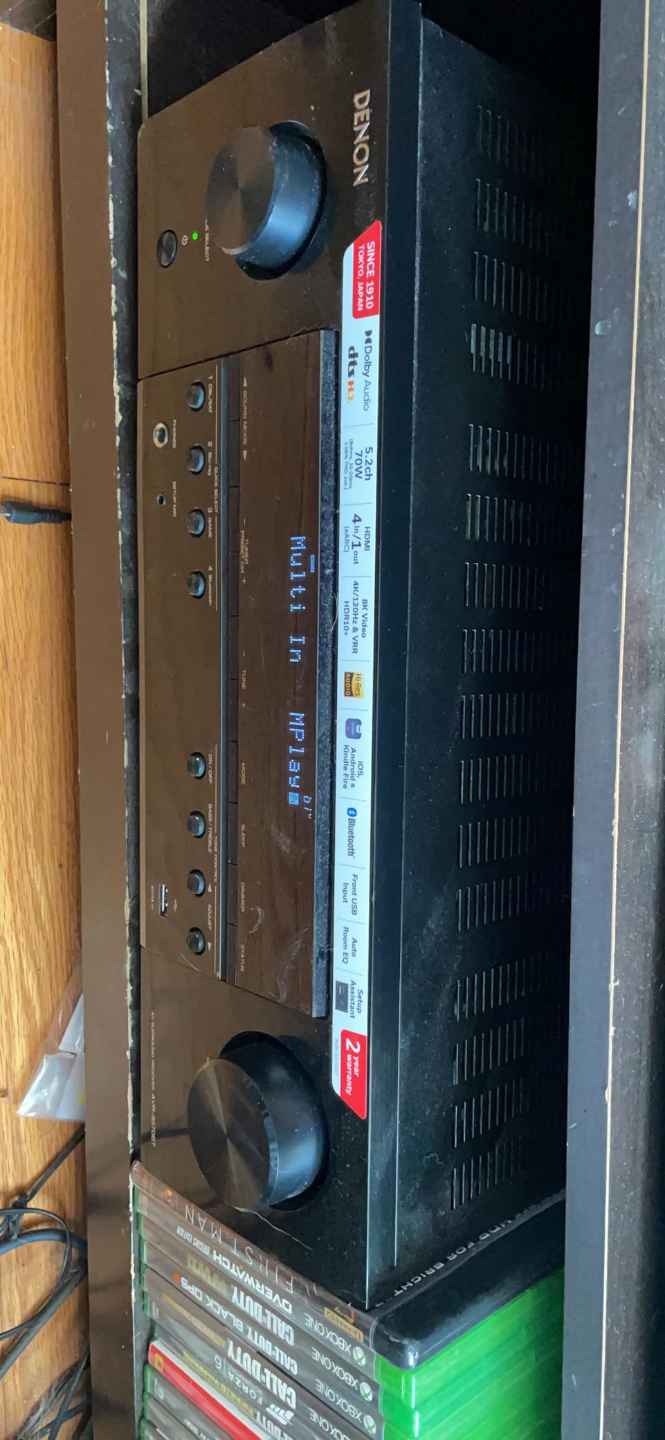 Denon AVR-S570BT AV Receiver 5.2 Channel 8K Ultra HD Audio & Video, Stereo Receivers, Denon AVR Wireless Streaming Bluetooth, (4) 8K HDMI Inputs, eARC, HD Setup Assistant - Customer Photo 2