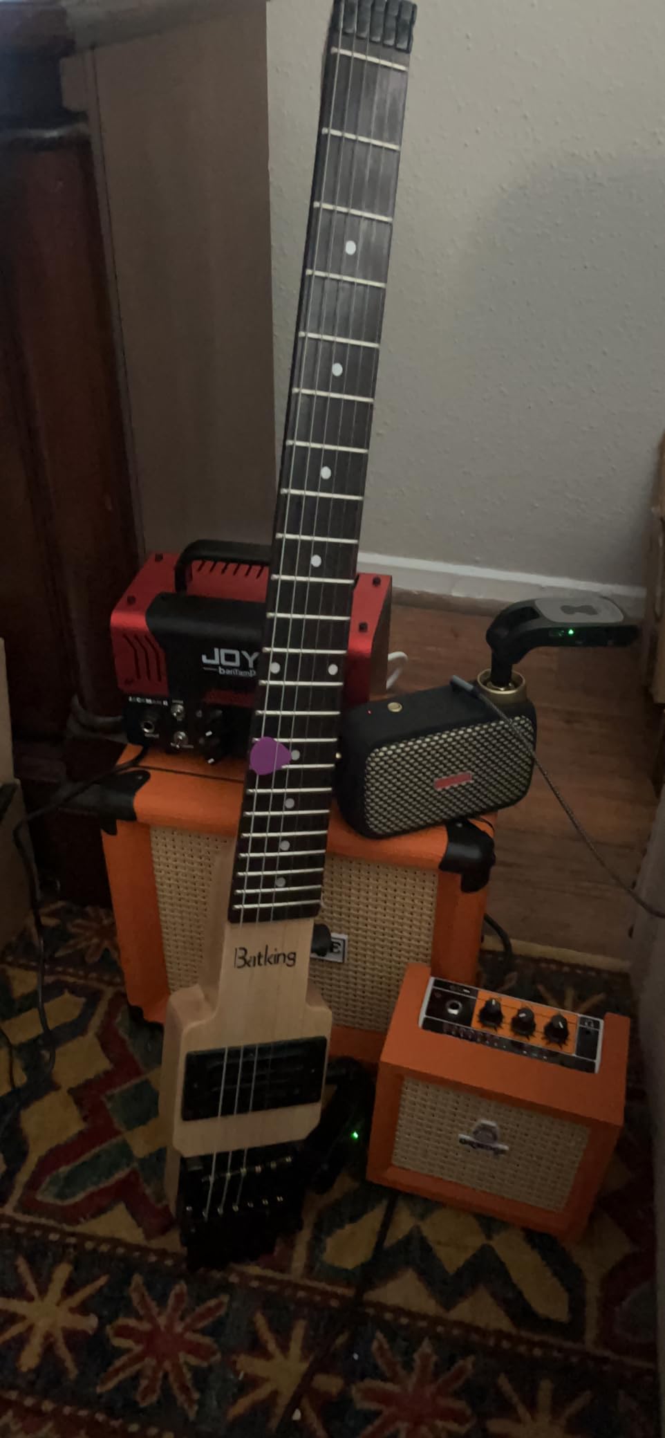 Travel Guitar Electric, Headless Guitar 6 Strings One-piece Canada Maple Neck Through Body Design Brass Fix Bridge with Gigbag - Customer Photo 1