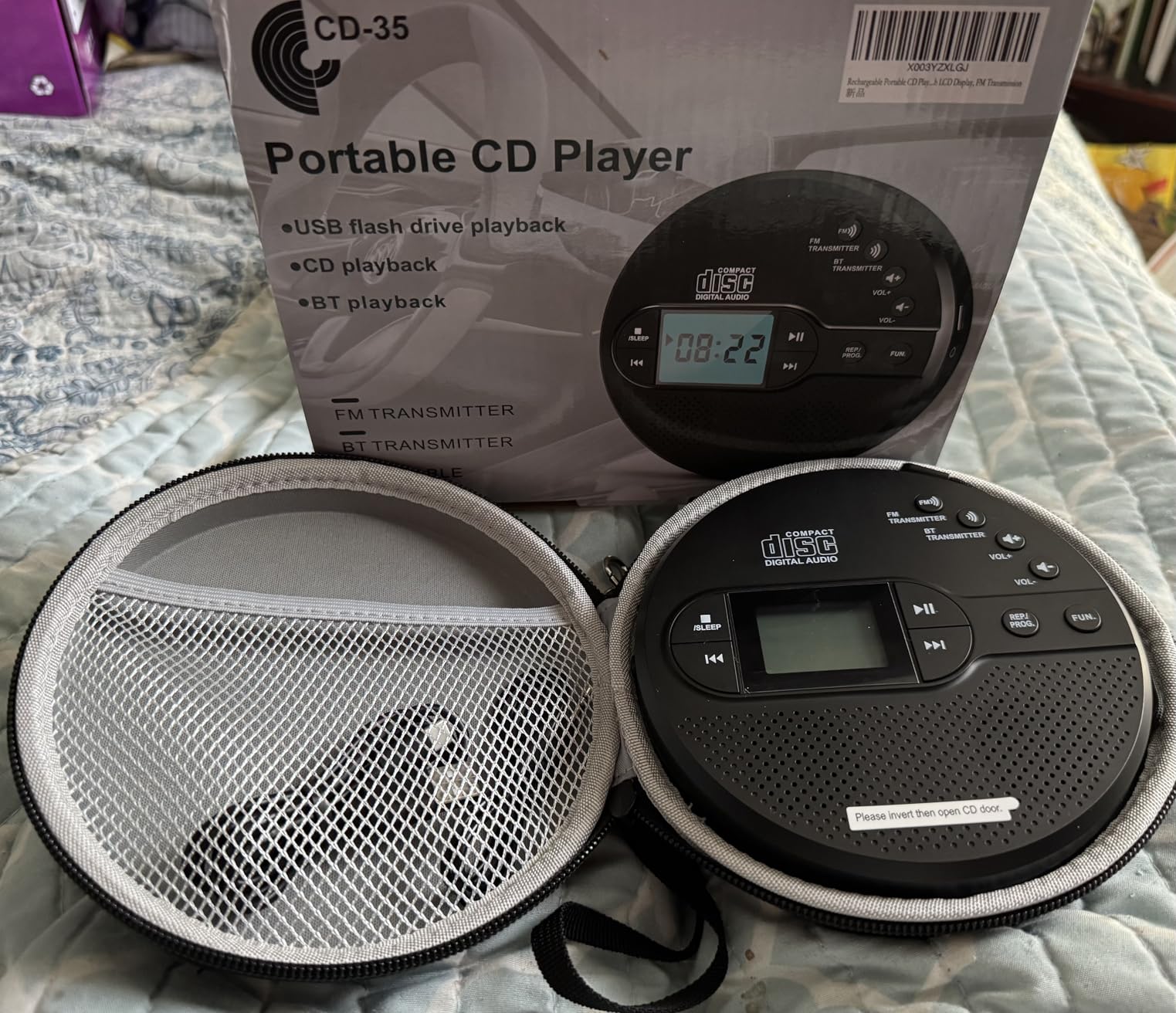 Portable CD Player with Bluetooth, Discman CD Player for Car with FM Transmitter, Rechargeable CD Player Portable with Anti-Skip Protection, Headphones, AUX/USB Supported, LCD Display(Black) - Customer Photo 1