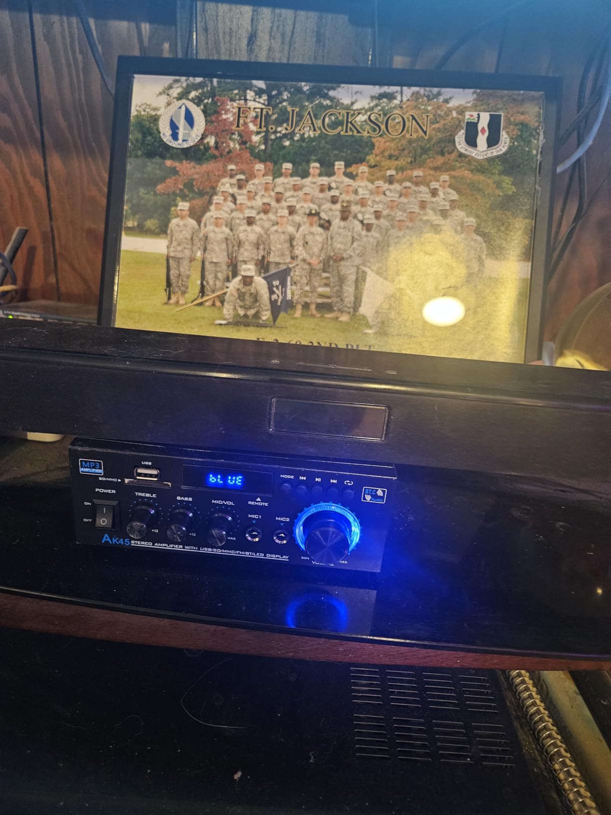 Stereo Receiver & Amplifier Home Audio Amp, AK45 Bluetooth Receiver for Home Stereo, 300Wx2, Bluetooth 5.0, 2 Channel, w/FM & Karaoke, w/USB/SD/RCA/MIC/FM in, w/Remote, for Garage Party Market - Customer Photo 2