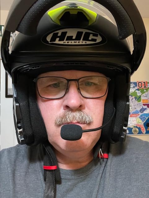 LEXIN G1 Motorcycle Bluetooth Headset, Helmet Speakers with 2 Type Mics, Hands-Free Call/Music/GPS, IP67 Waterproof Motorcycle Headphones with HD Stereo Loud Sound, 4 Color Faceplates, Singe Use - Customer Photo 2