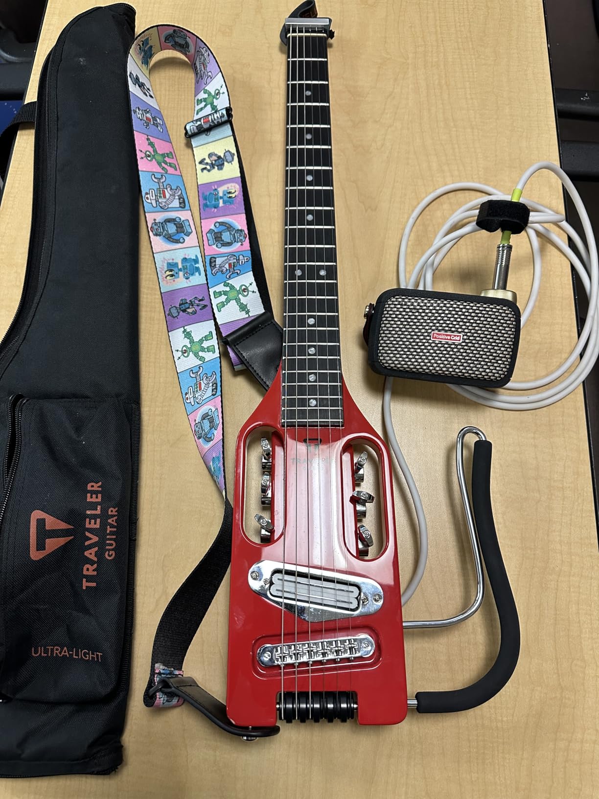Traveler Guitar Ultra-Light Electric Guitar Satin White | Portable Electric with Removable Lap Rest | Full 24 3/4