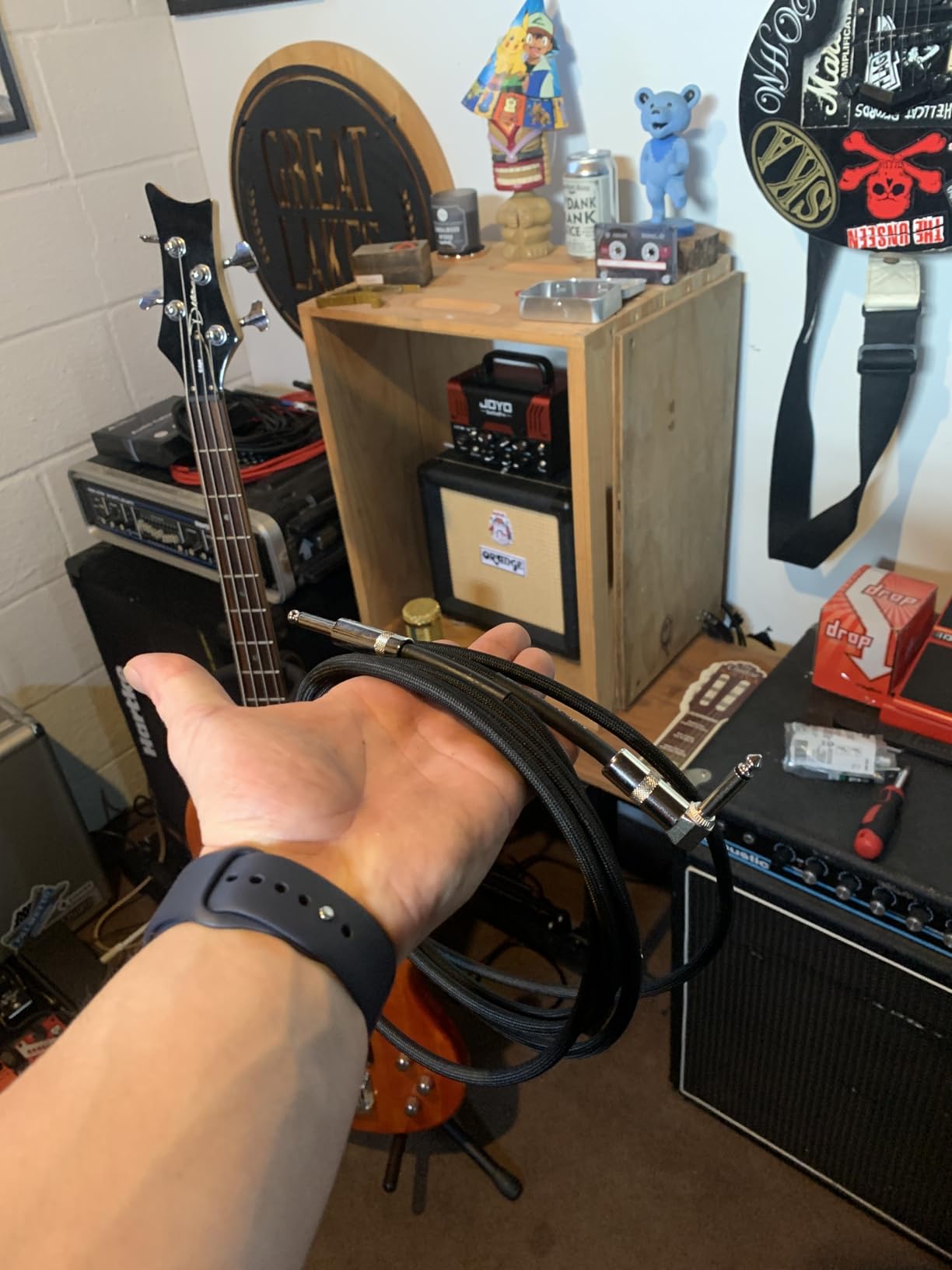 Guitar Cable 10 ft 2 Pack, Nylon Braided Anti-Kinking Kevlar-Reinforced, Neutrik REAN Connector, 20 Gauge 99.99% OFC 1/4 Instrument Cable, AL & OFC Dual Shielded Amp Cord for Fender Electric Guitar - Customer Photo 1