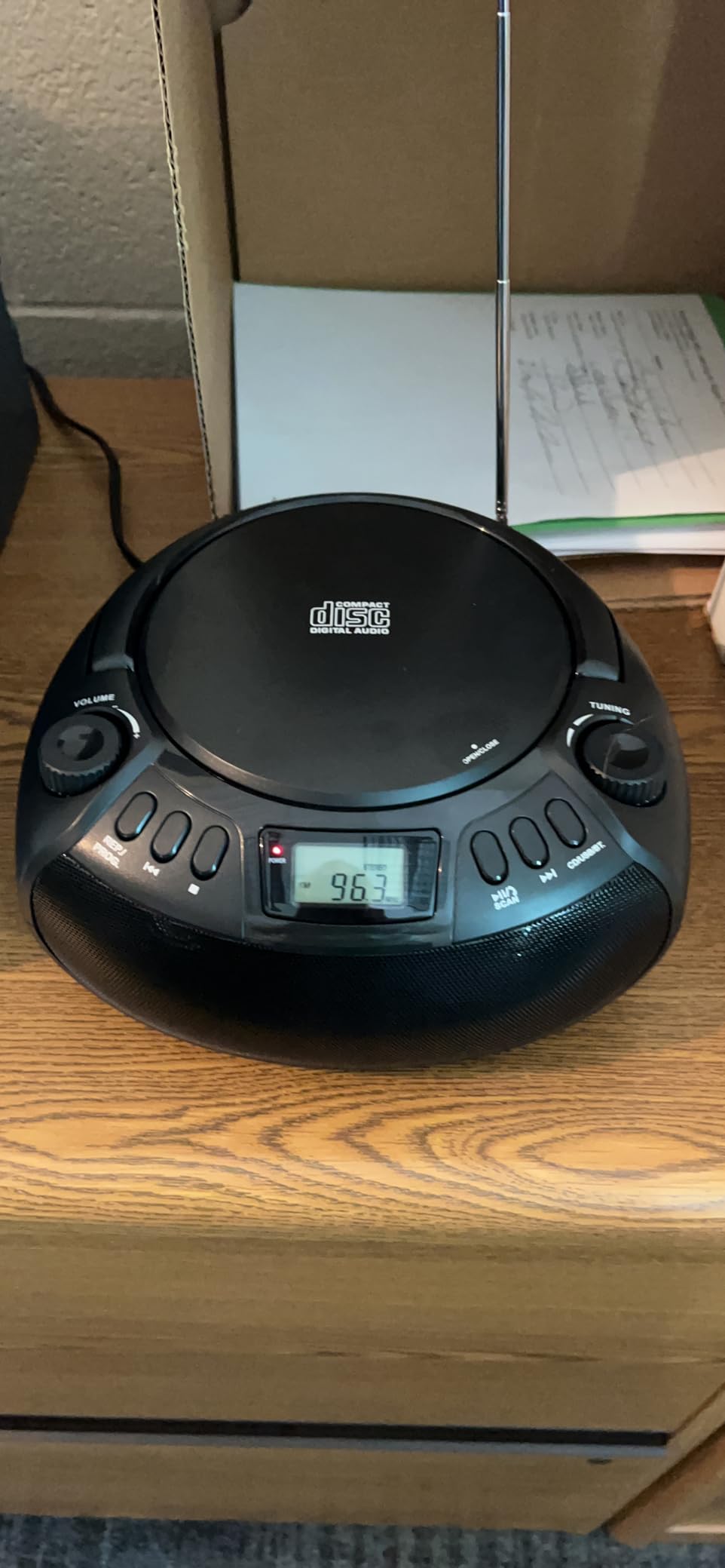 Gueray CD Player Portable Boombox: Radio CD Players Boombox with Speakers FM Radio AUX Input Support Headphones Playlist Mode PROG Playback for Outdoor Indoor Audiobooks with Type-C Power Cable - Customer Photo 2
