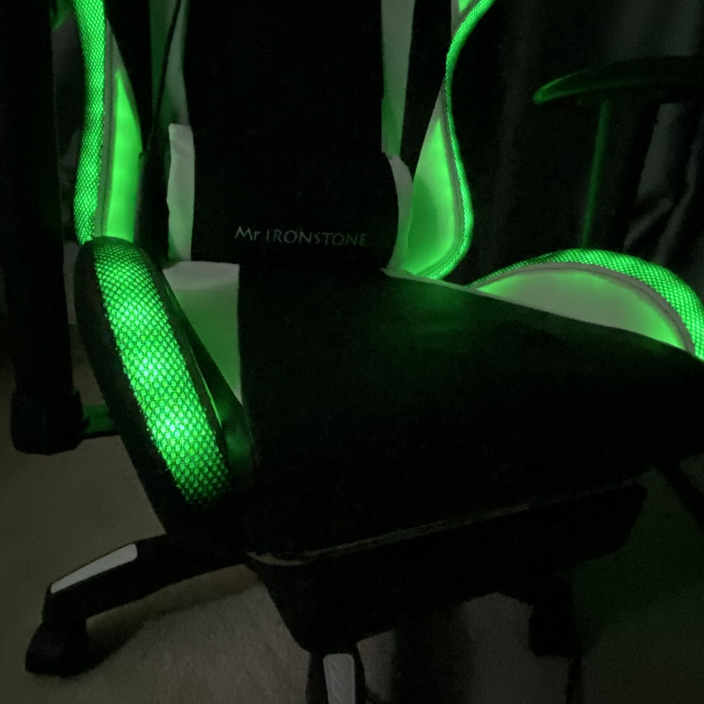 Mr IRONSTONE Gaming Chair, Video Game Chair with Bluetooth Speakers and Led Lights, Office Chair with Massage and 3D Armrest High Back Computer Racing Chair, Cheap Gaming Chairs for Adults,Black/White - Customer Photo 1