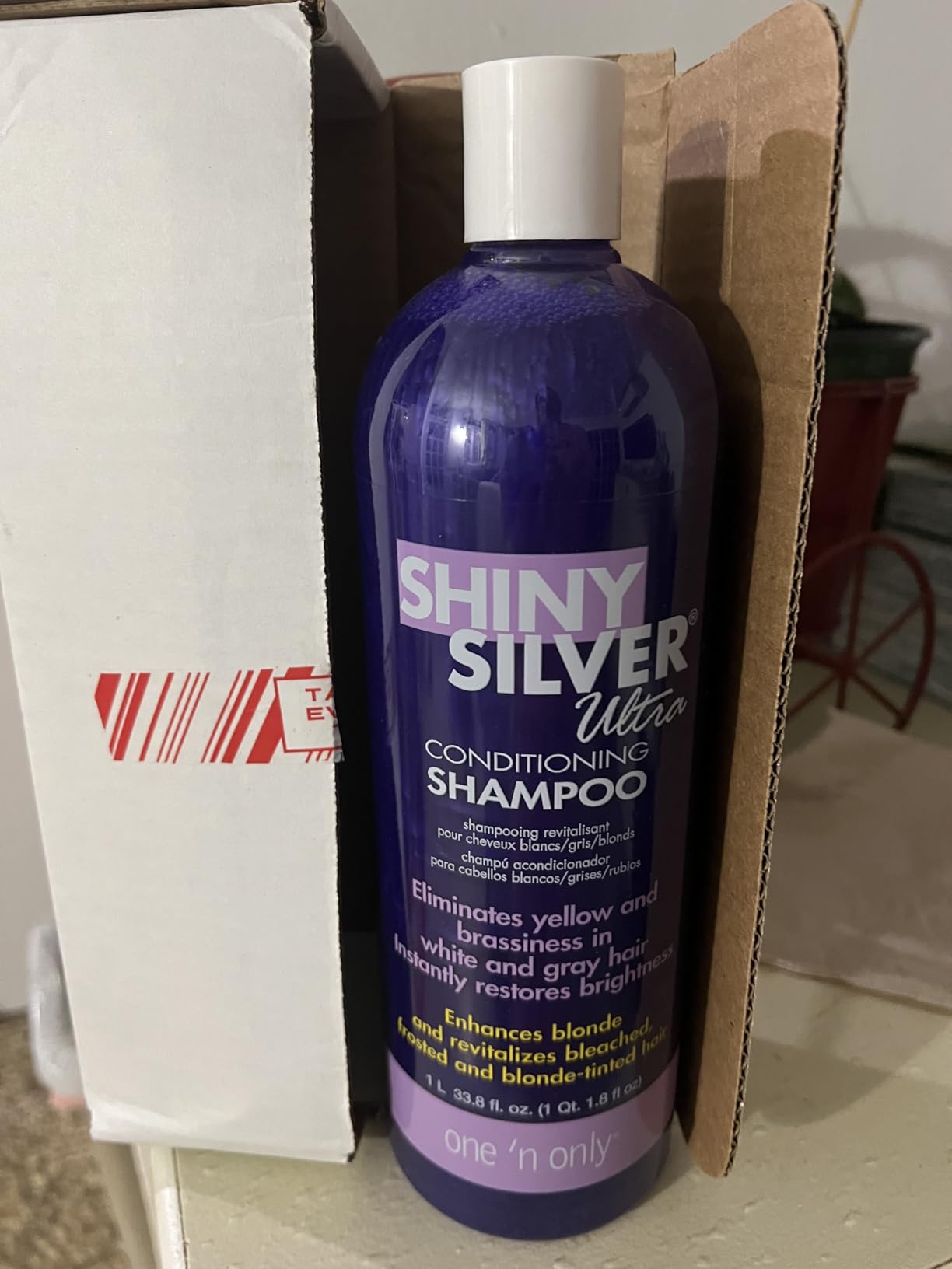 One 'n Only Shiny Silver Purple Shampoo - Argan Oil Toning Hair Shampoo for Blonde, Gray, White & Highlighted Hair - Moisturizes, Brightens & Reduces Brassiness (1 Liter) - Customer Photo 3