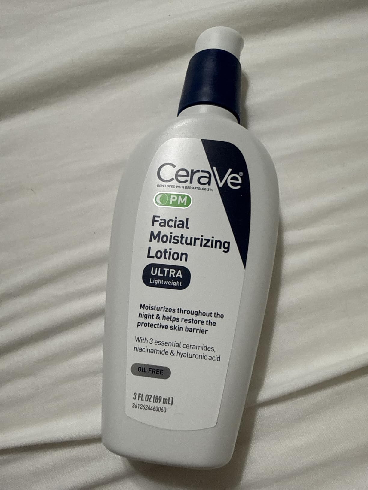 CeraVe PM Facial Moisturizing Lotion, Night Cream with Hyaluronic Acid and Niacinamide, Ultra-Lightweight, Oil-Free Moisturizer for Face, 3 Ounce - Customer Photo 5