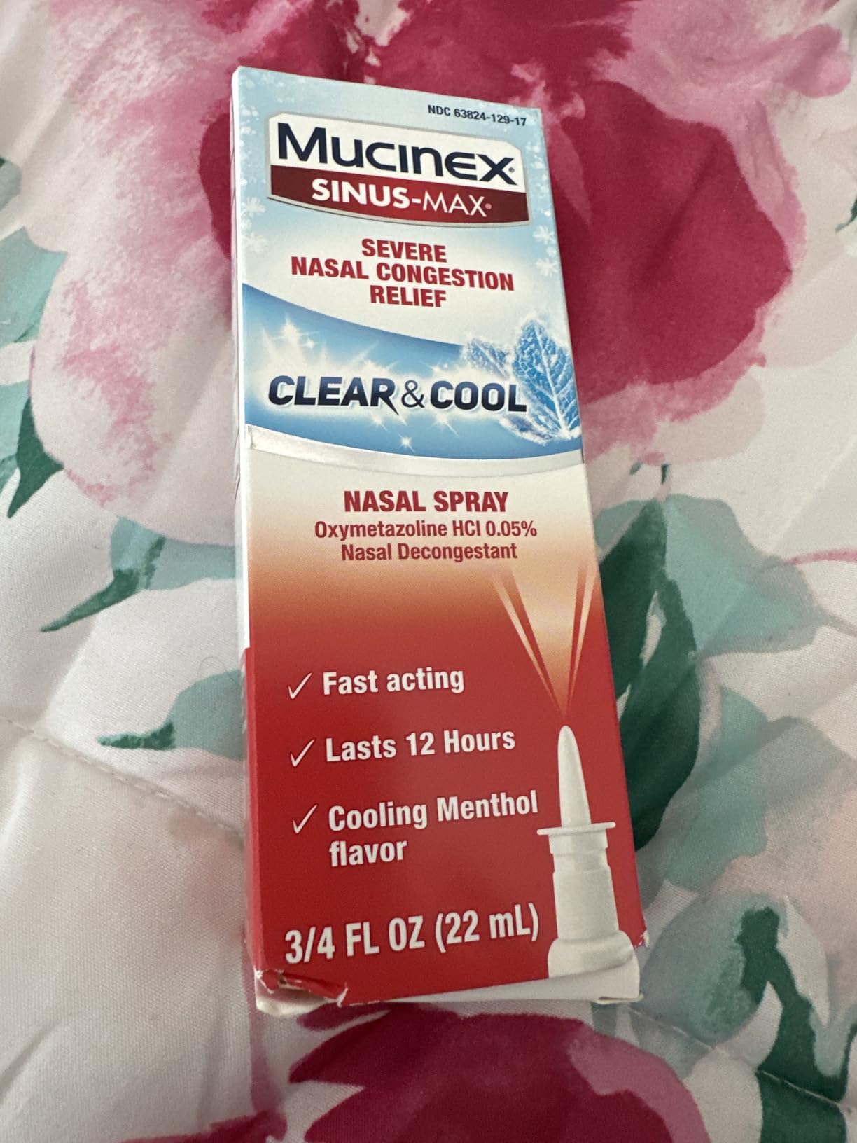 Mucinex Sinus-Max Nasal Spray Decongestant, 12 Hour Over-The-Counter Medication Nose Spray for Sinus Relief, Nasal Decongestants for Adults & Sinus Congestion, Cooling Menthol, 0.75 Fl Oz - Customer Photo 1