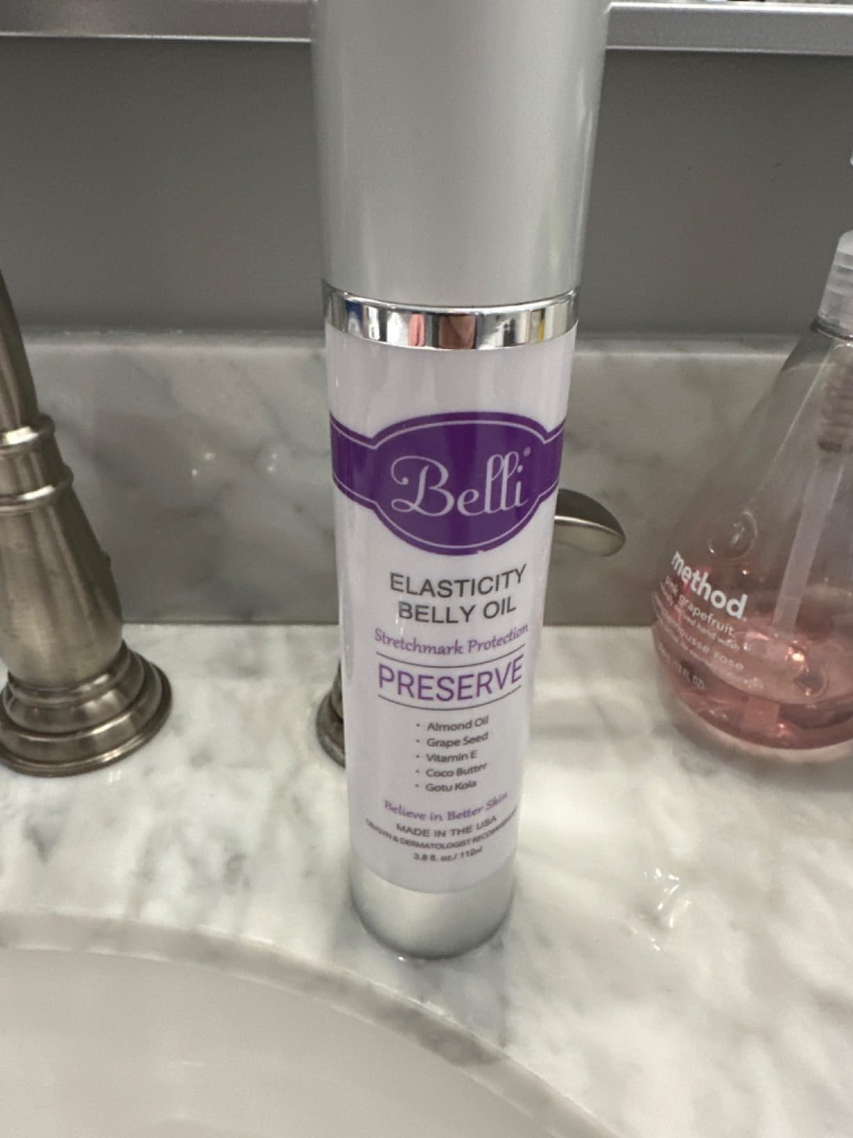 Belli Pregnancy Stretch Mark Belly Oil: 3.8 Ounces of Essential Maternity Skin Care with Vitamin E for Healthy Skin, Scar Protection, and OB-GYN, Dermatologist Recommended - Customer Photo 2
