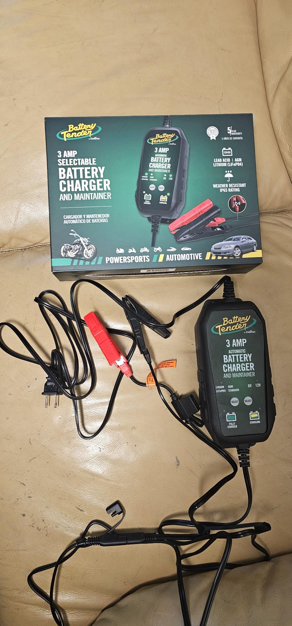 Battery Tender 3 AMP Battery Charger and Maintainer - Automotive Switchable 12V or 6V Smart Automatic for Cars SUVs and Trucks - Lead Acid, AGM, Gel, & Lithium Battery Charger - 022-0202-COS - Customer Photo 2