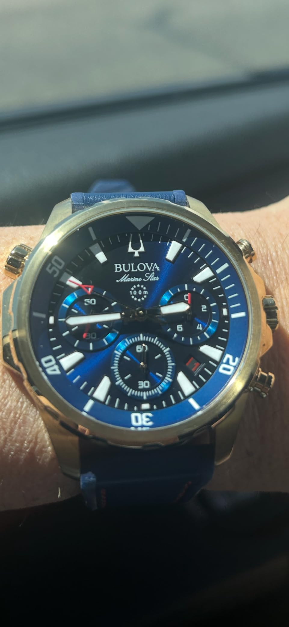Bulova Men's Marine Star Series B Stainless Steel 6-Hand Chronograph Quartz Watch, 100M Customer Review Bulova Men's Marine Star Series B Stainless Steel 6-Hand Chronograph Quartz Watch, 100M - Customer Photo 1