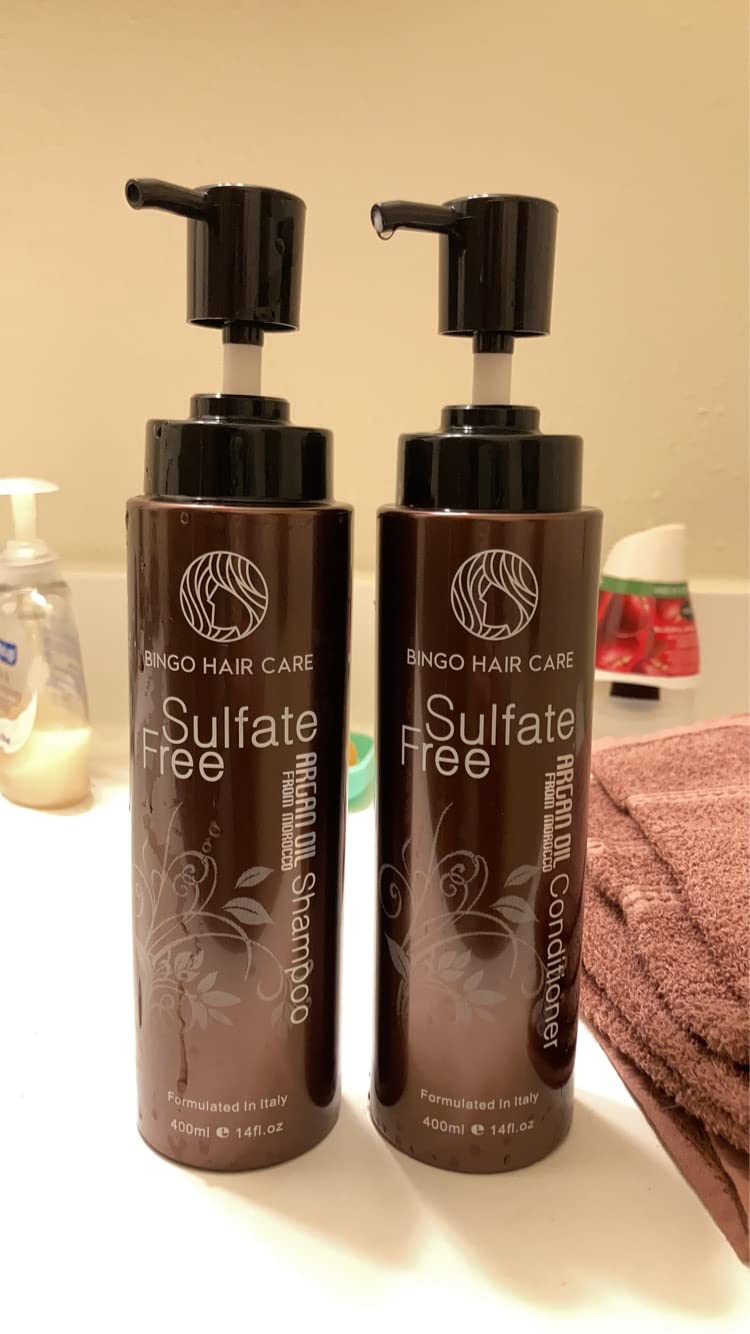 Moroccan Argan Oil Shampoo and Conditioner Set - Sulfate Free, Anti Frizz Hydrating Care for Women - Deep Moisturizing Treatment for Color, Keratin Treated, Curly, Damaged and Dry Hair - Customer Photo 2