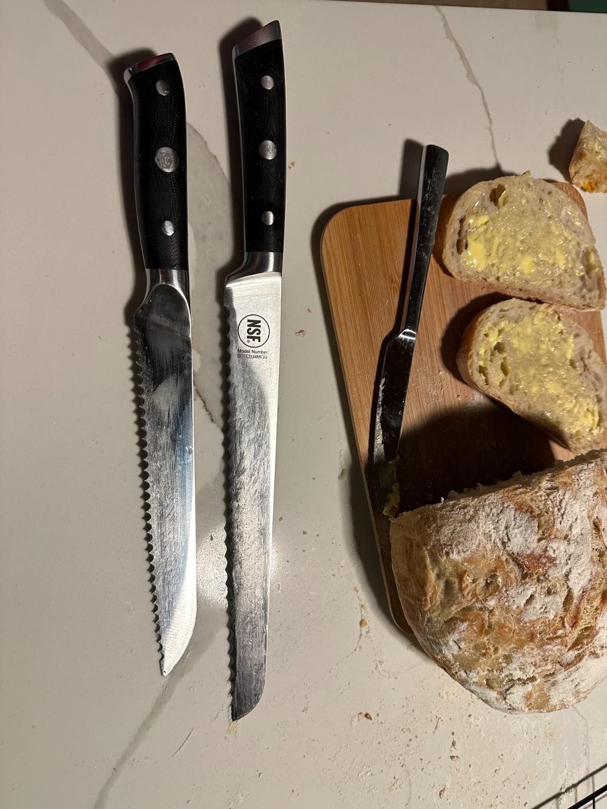 Dalstrong Serrated Bread Knife - 10 inch - Gladiator Series Elite - Forged High-Carbon German Steel - G10 Handle Kitchen Knife - Sheath Included - Razor Sharp Slicer - Slicing Knife - NSF Certified Customer Review Dalstrong Serrated Bread Knife - 10 inch - Gladiator Series Elite - Forged High-Carbon German Steel - G10 Handle Kitchen Knife - Sheath Included - Razor Sharp Slicer - Slicing Knife - NSF Certified - Customer Photo 1