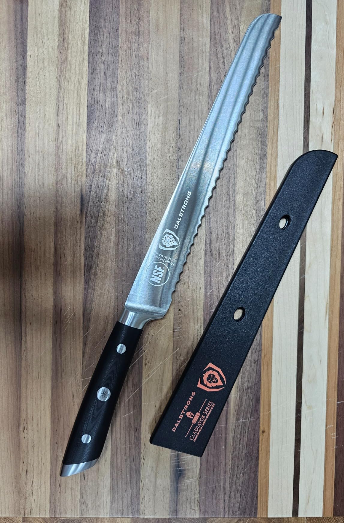 Dalstrong Serrated Bread Knife - 10 inch - Gladiator Series Elite - Forged High-Carbon German Steel - G10 Handle Kitchen Knife - Sheath Included - Razor Sharp Slicer - Slicing Knife - NSF Certified Customer Review Dalstrong Serrated Bread Knife - 10 inch - Gladiator Series Elite - Forged High-Carbon German Steel - G10 Handle Kitchen Knife - Sheath Included - Razor Sharp Slicer - Slicing Knife - NSF Certified - Customer Photo 3