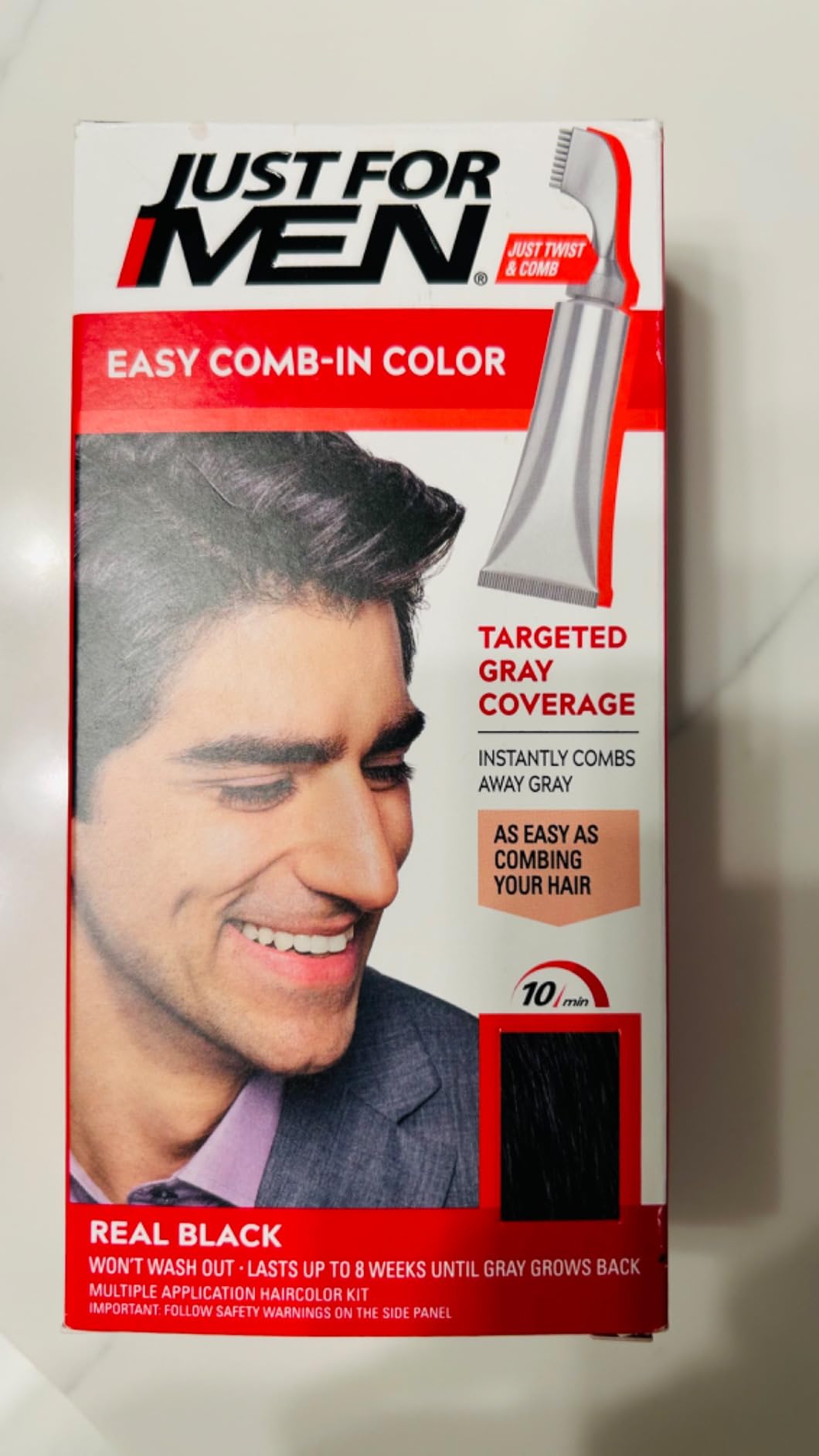 Just For Men Easy Comb-In Color Mens Hair Dye, Easy No Mix Application with Comb Applicator - Rich Black, A-65, Pack of 1 - Customer Photo 2