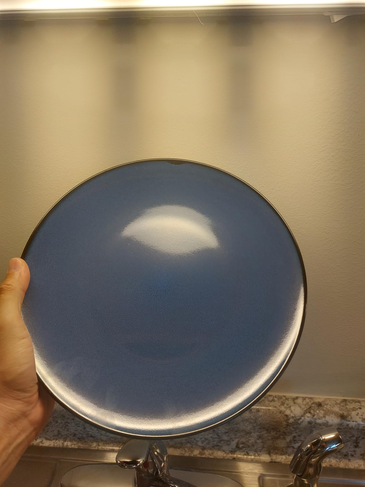 Gibson Elite Soho Lounge Round Reactive Glaze Stoneware Dinnerware Set, Service for 4 (16pc), Blue, Soho Round. - Customer Photo 1