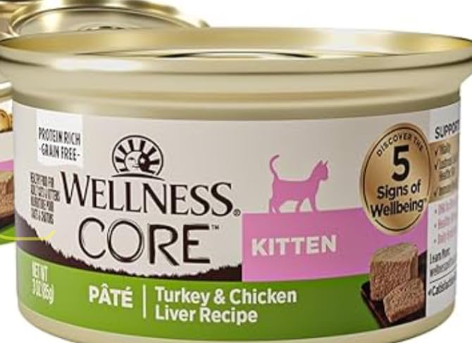 Wellness CORE Pate Kitten Wet Cat Food, Natural, Protein-Rich, Grain Free, 3 Ounce, 12 Pack (Turkey & Chicken Liver) - Customer Photo 1