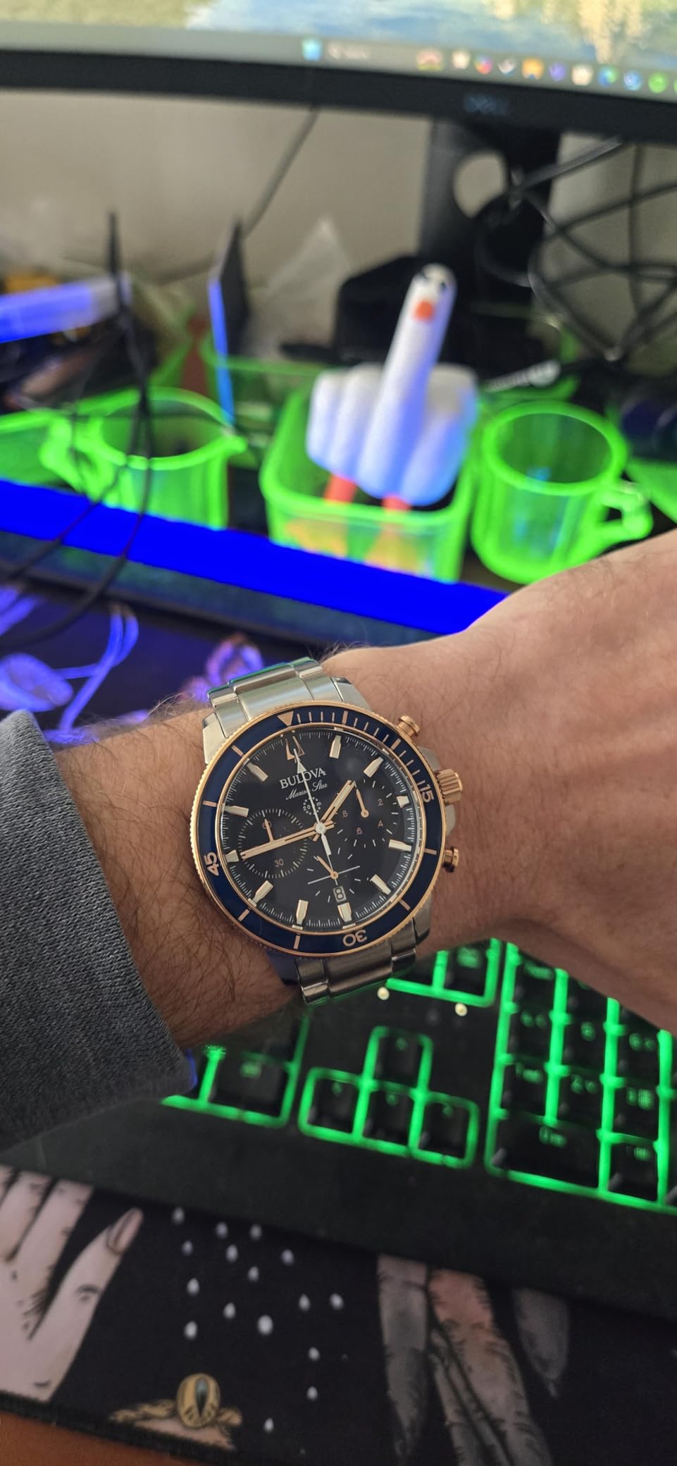 Bulova Men's Marine Star Series C Two-Tone Rose Gold Stainless Steel 6-Hand Chronograph Quartz Watch, Blue Dial Style: 98B301 Customer Review Bulova Men's Marine Star Series C Two-Tone Rose Gold Stainless Steel 6-Hand Chronograph Quartz Watch, Blue Dial Style: 98B301 - Customer Photo 2