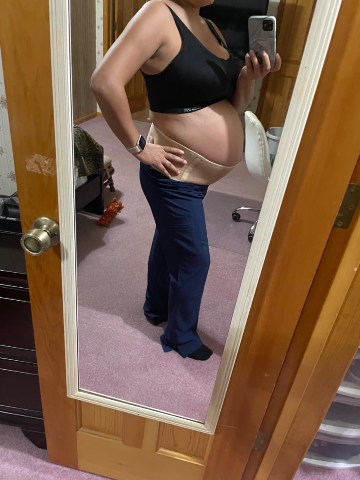 Jill & Joey Maternity Belt - Belly Band for Pregnant Women - Back Brace & Belly Support - Pregnancy Must-Have - Back Pain Relief (Beige, Medium) Customer Review Jill & Joey Maternity Belt - Belly Band for Pregnant Women - Back Brace & Belly Support - Pregnancy Must-Have - Back Pain Relief (Beige, Medium) - Customer Photo 1