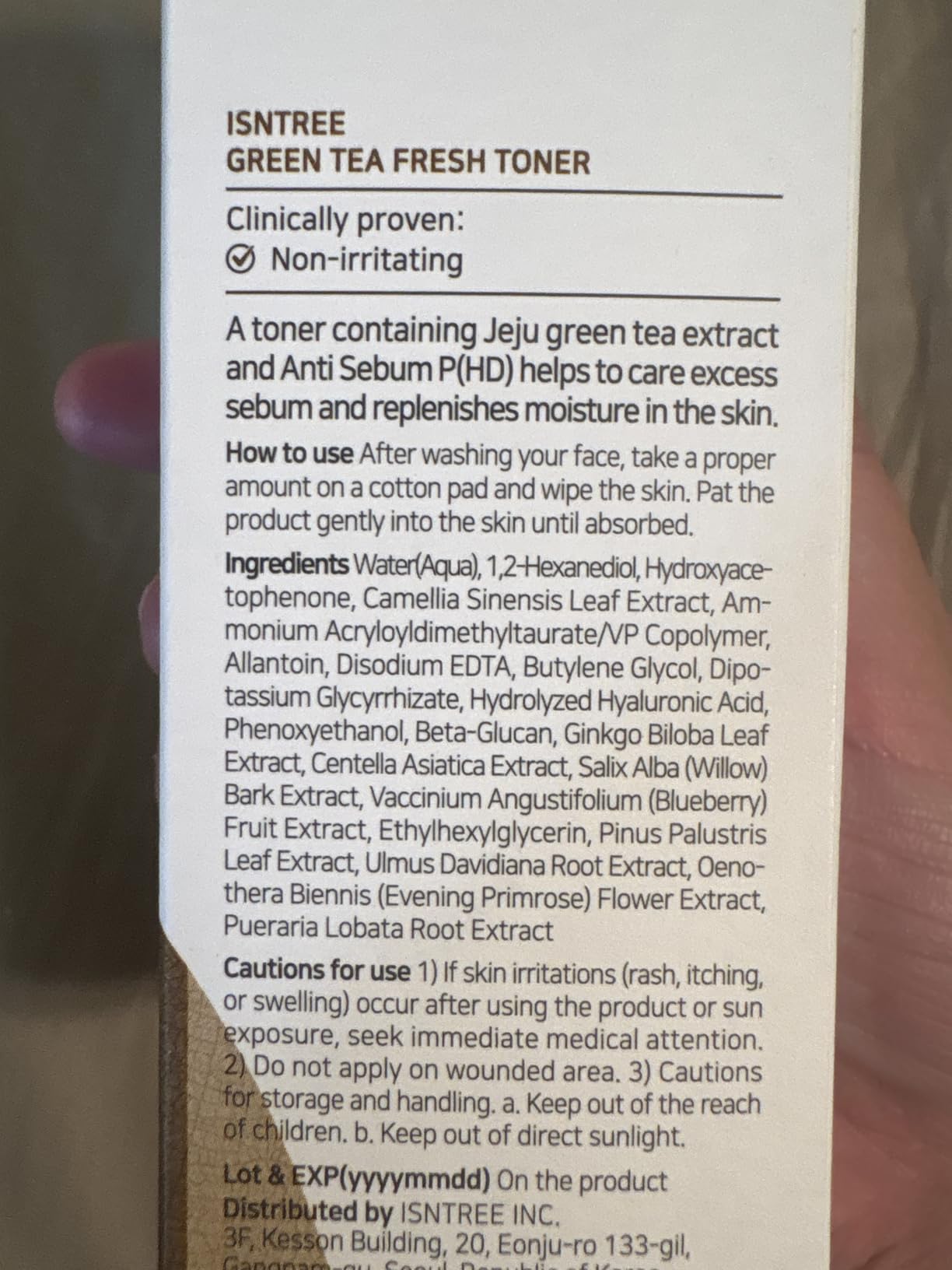 ISNTREE Green Tea Fresh Toner 200ml, 6.76 fl.oz | Korean Skincare | Toner for Oily Skin | Sebum Control | Hydrating and Refreshing - Customer Photo 1