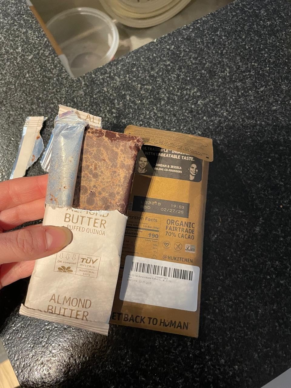 Hu Dark Chocolate Bar | Almond Butter & Puffed Quinoa Chocolate | Natural Organic Vegan, Gluten Free, Paleo, Non GMO, Fair Trade Dark Chocolate | 2.1oz - Customer Photo 2