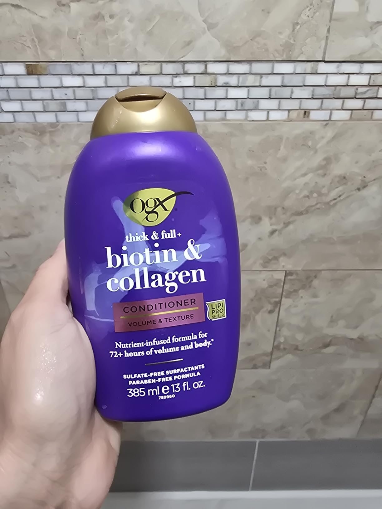 OGX Thick & Full + Biotin and Collagen for Hair Volume & Body, Sulfate Free Volumizing Shampoo & Conditioner Set for Fine & Thinning Hair, Nutrient-Infused, Vitamin B7, 13 fl oz, 2 Pack Customer Review OGX Thick & Full + Biotin and Collagen for Hair Volume & Body, Sulfate Free Volumizing Shampoo & Conditioner Set for Fine & Thinning Hair, Nutrient-Infused, Vitamin B7, 13 fl oz, 2 Pack - Customer Photo 2