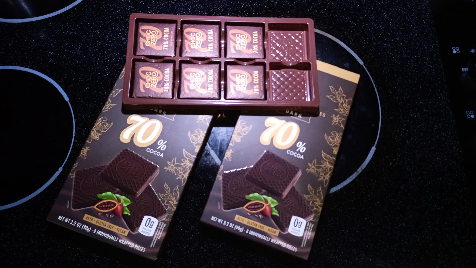 ChocZero Dark Chocolate Almond Bark with Sea Salt, Sugar Free, Vegan, Low Carb, High Fiber, Keto Friendly, No Sugar Alcohols (4 Count, 3.2oz Boxes) - Customer Photo 3