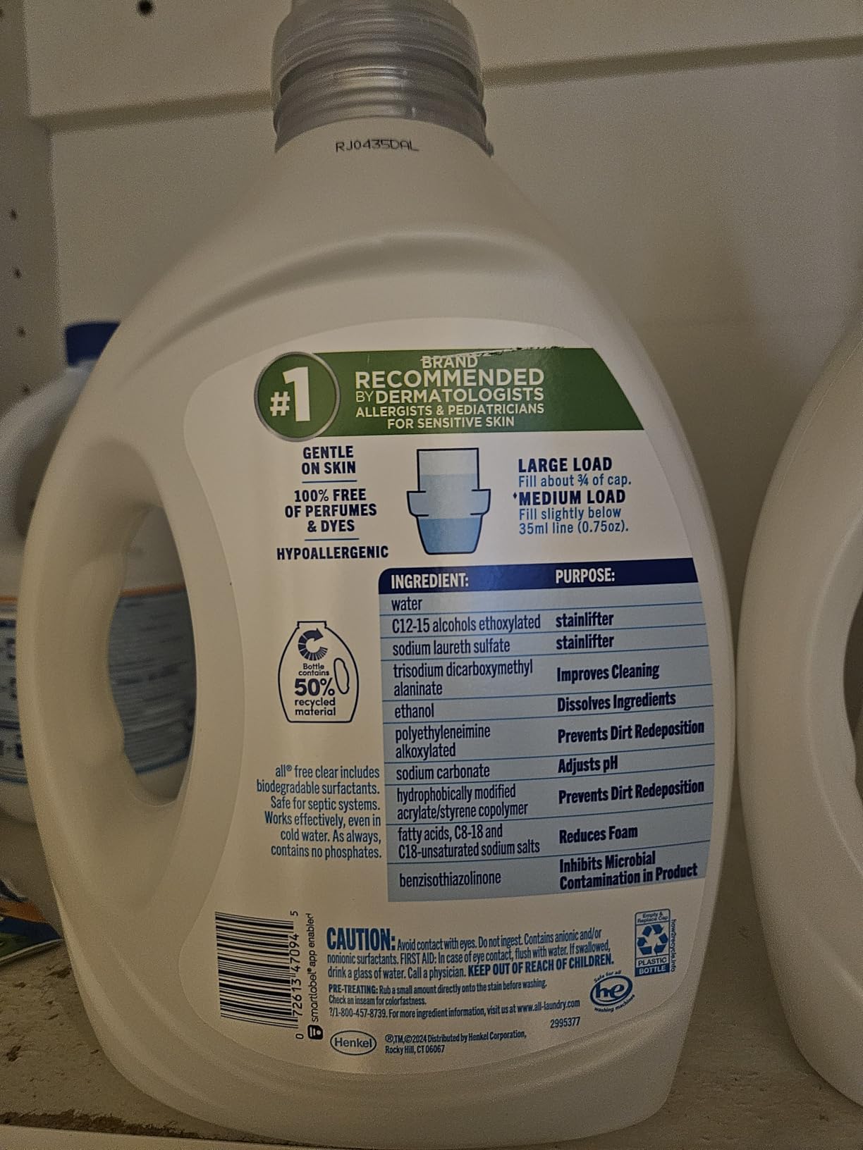all free clear, Original, Liquid Laundry Detergent for Sensitive Skin, Unscented and Hypoallergenic, Concentrated - Customer Photo 1