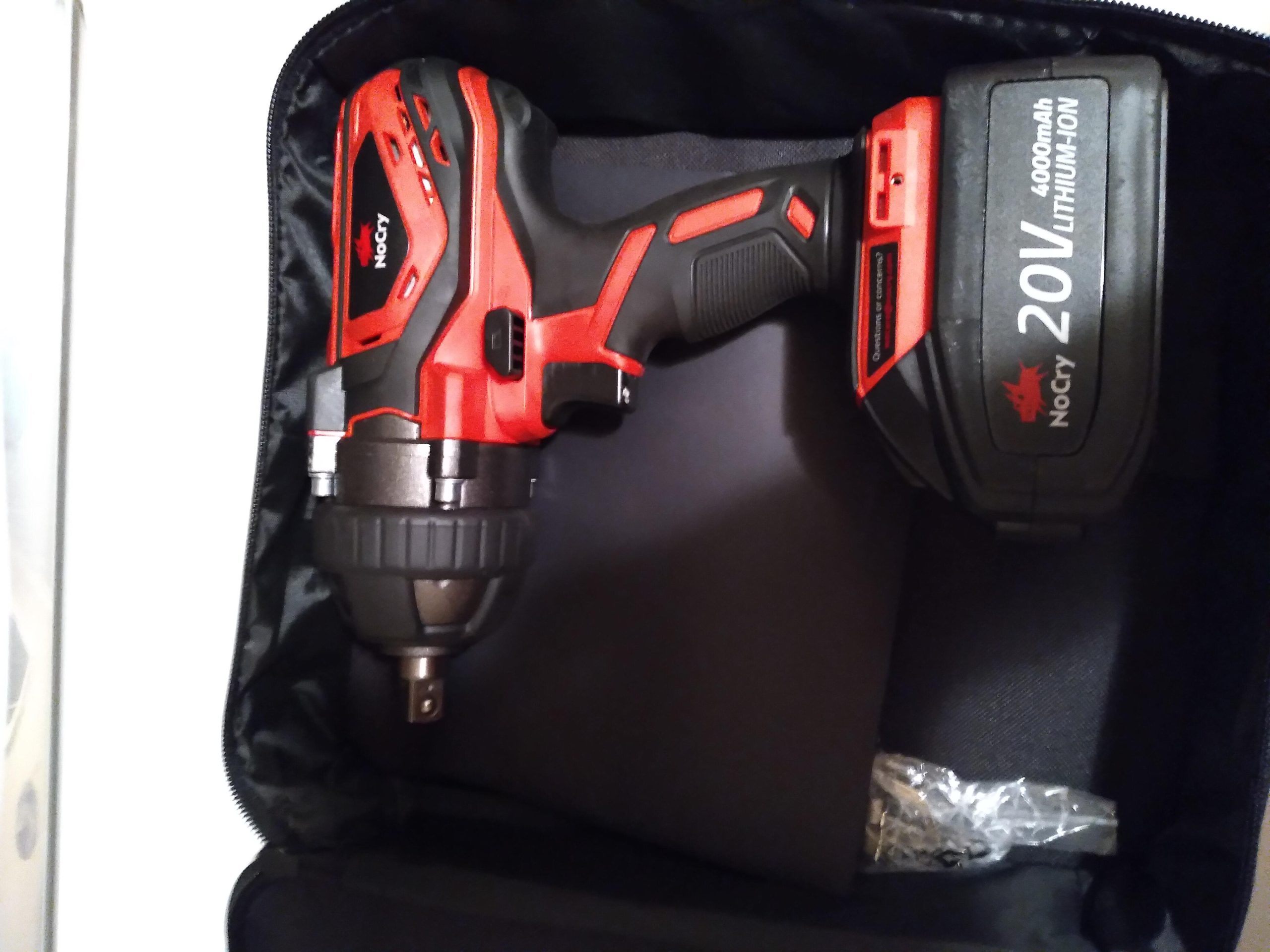 NoCry 20V Cordless Impact Wrench Kit - 300 ft-lb (400 N.m) Torque, 1/2 inch Detent Anvil, 2700 Max IPM, 2200 Max RPM, Belt Clip; 4.0 Ah Battery, Fast Charger & Carrying Case Included Customer Review NoCry 20V Cordless Impact Wrench Kit - 300 ft-lb (400 N.m) Torque, 1/2 inch Detent Anvil, 2700 Max IPM, 2200 Max RPM, Belt Clip; 4.0 Ah Battery, Fast Charger & Carrying Case Included - Customer Photo 2
