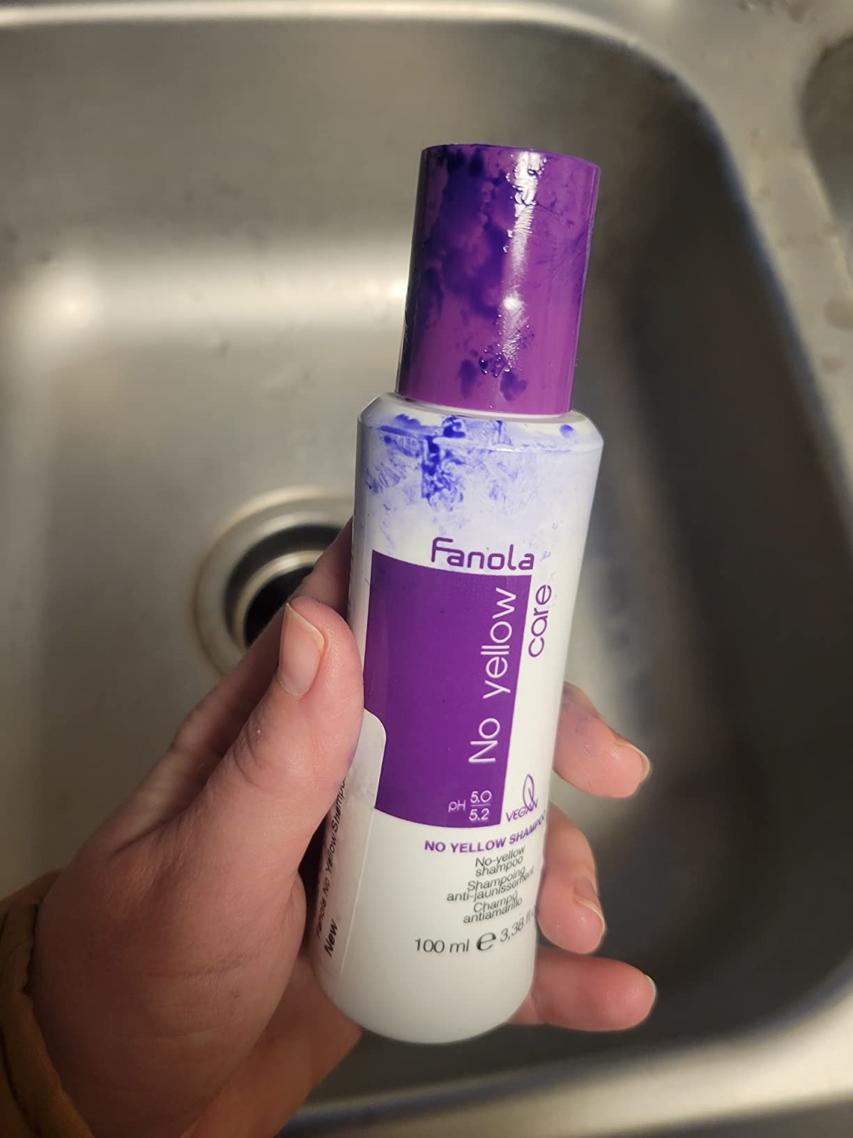 Fanola No Yellow Shampoo Travel Size - With Purple Violet Pigments To Eliminate Unwanted Yellow Tones & Brassiness In Platinum, Light Blonde, Gray, Bleached, or Highlighted Hair 3.38oz - Customer Photo 3