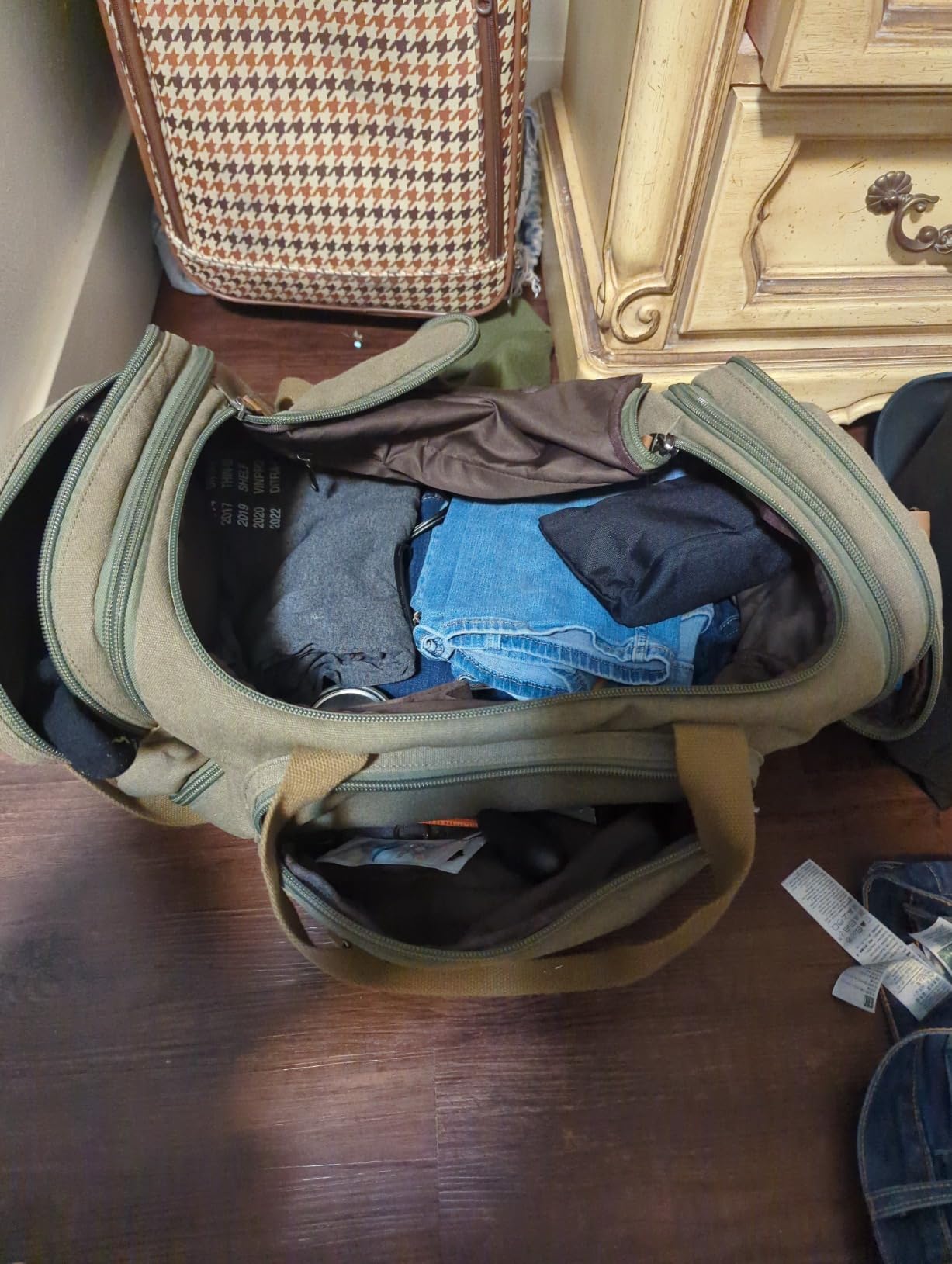 Gonex Canvas Duffle Bag for Travel 60L Duffel Overnight Weekend Bag(Coffee) - Customer Photo 2