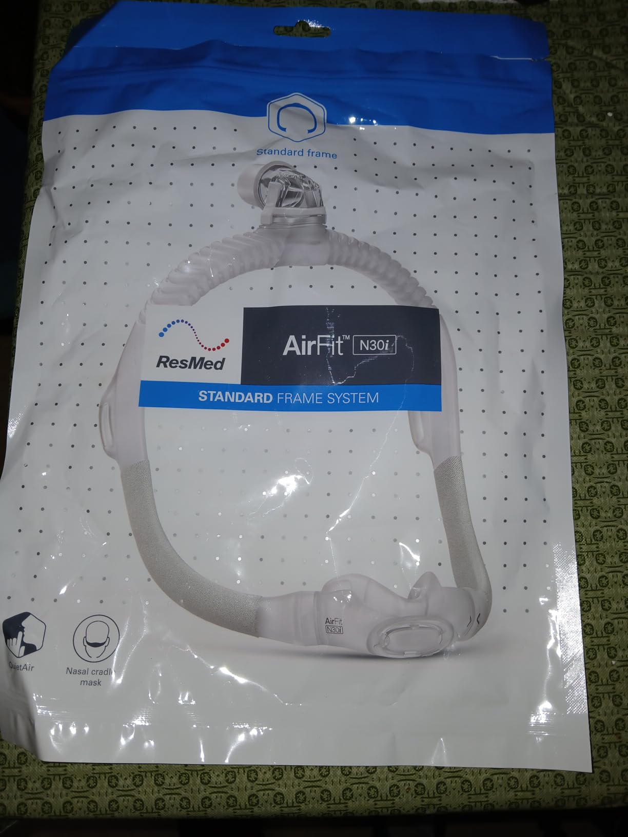 ResMed AirFit N30i Standard Frame System, Elbow & Nasal Cradle Cushion - For CPAP Mask - Replacement CPAP Accessories - Standard Frame / Medium Cushion - Customer Photo 1