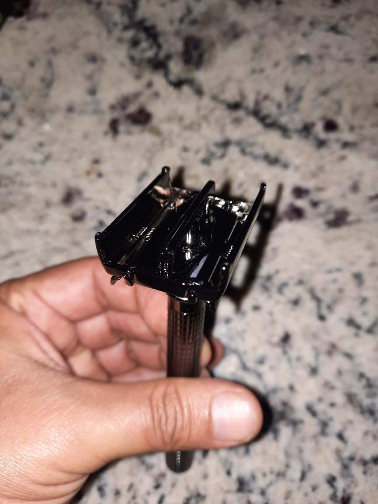 SHAVING REVOLUTION Long Handle Double Edge Safety Razor - Butterfly Open Razor 10 Japanese Stainless Steel Double Edge Blades - Close, Clean Shaving Razor Men., Black Long Handle, 12 Piece Set - Customer Photo 1