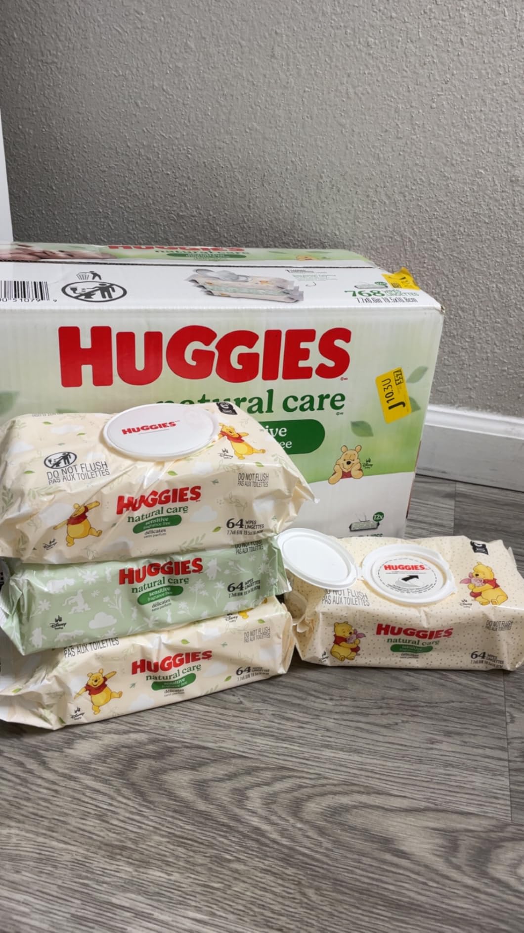 Huggies Natural Care Sensitive Baby Wipes, Unscented, Hypoallergenic, 99% Purified Water, 12 Flip-Top Packs (768 Wipes Total), Packaging May Vary Customer Review Huggies Natural Care Sensitive Baby Wipes, Unscented, Hypoallergenic, 99% Purified Water, 12 Flip-Top Packs (768 Wipes Total), Packaging May Vary - Customer Photo 3