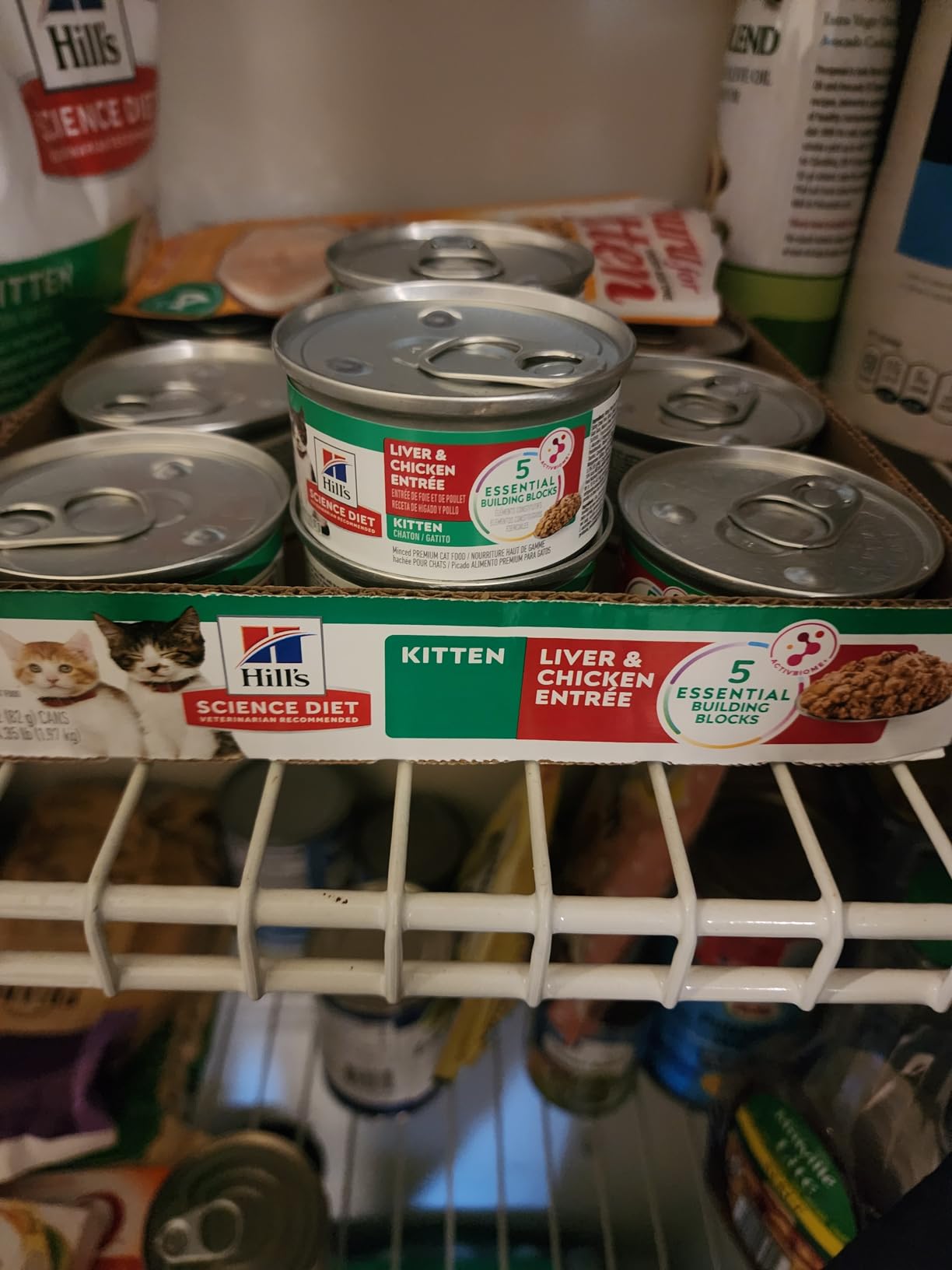 Hill's Science Diet Kitten, Kitten Premium Nutrition, Wet Cat Food, Variety Pack: Liver & Chicken; Salmon Minced, 2.9 oz Can Variety Pack, Case of 12 - Customer Photo 1