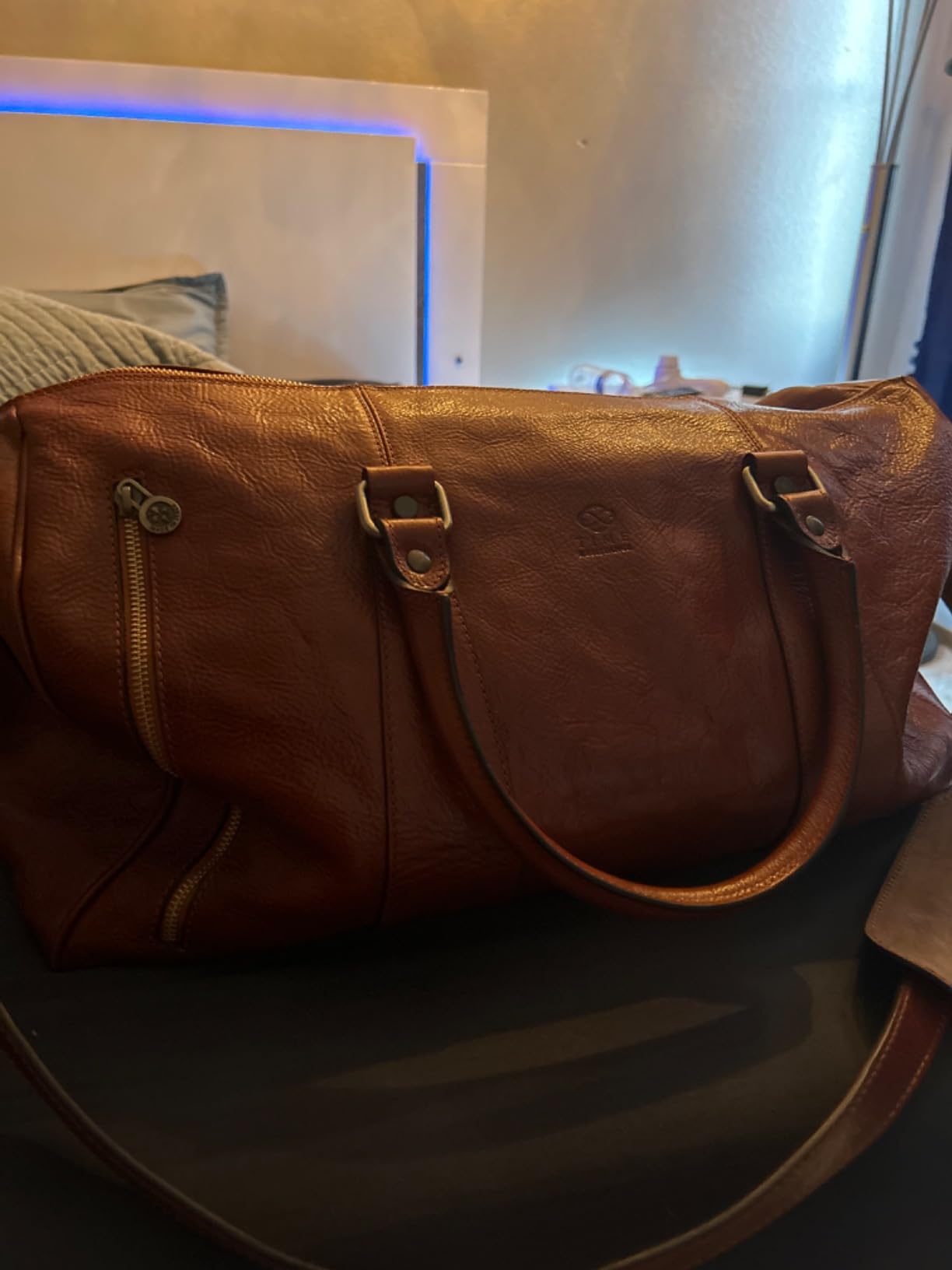 Leather Duffel Bag Weekend Bag Gym Large Travel Bag - Time Resistance - Customer Photo 1